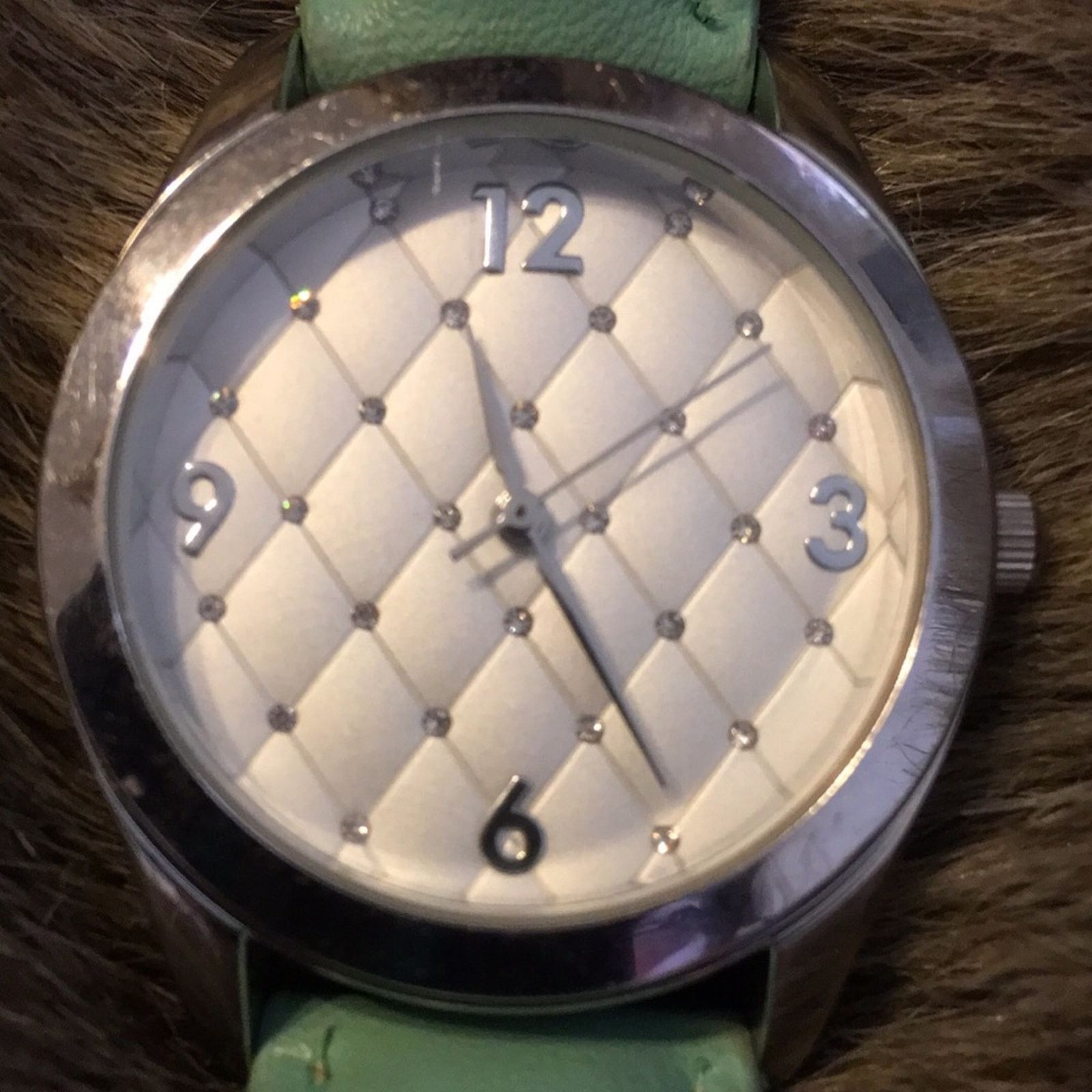 Jewelry Ladies crystal quilt mint imitation leather watch Size ONE SIZE - 3 Thumbnail