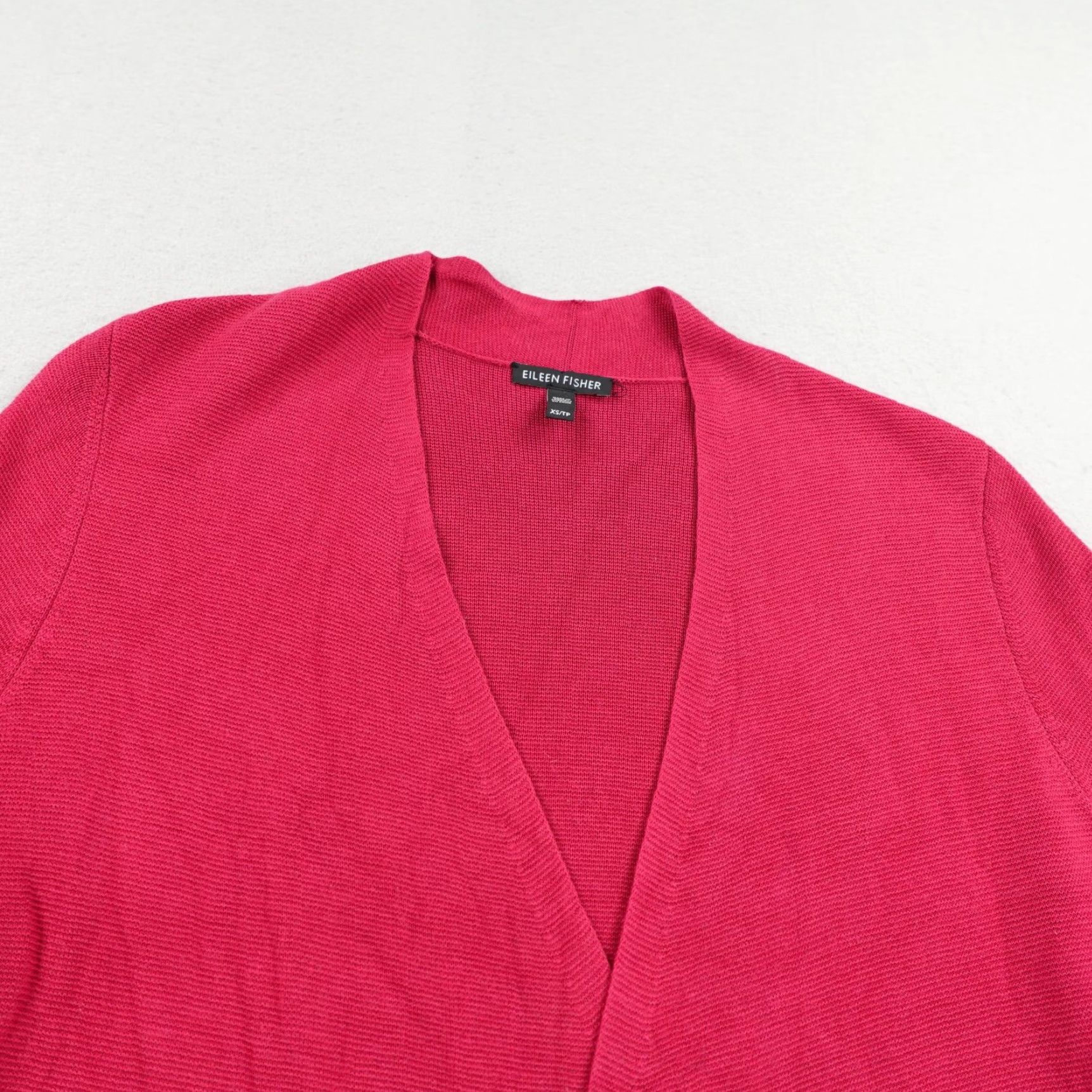 Eileen Fisher Eileen Fisher Sweater Cardigan Womens XS Red Open Front Silk Blend Knit Size XS / US 0-2 / IT 36-38 - 2 Thumbnail