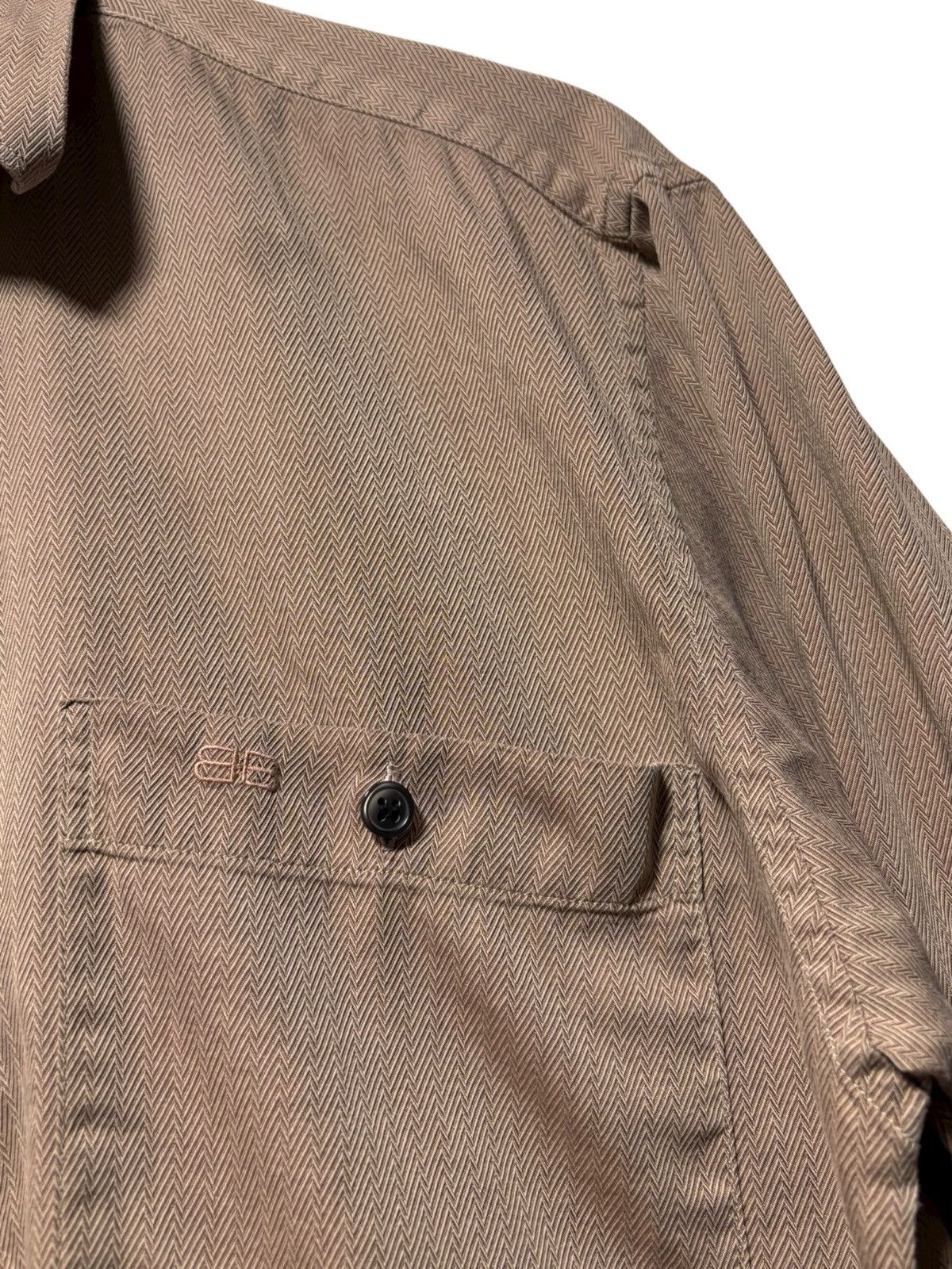Balenciaga Vintage 90s Balenciaga Khaki Shirt Button Up LS Double B Med Size US M / EU 48-50 / 2 - 2 Thumbnail