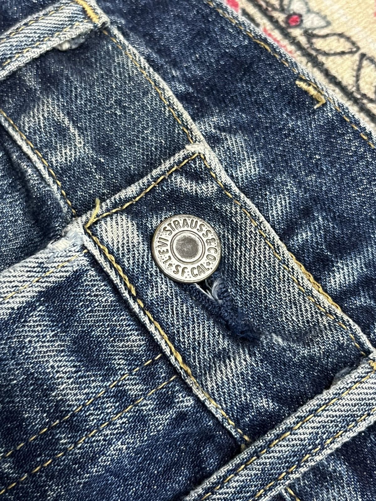 Levi's Levi’s 503BXX Big E Dark Blue Faded Distressed Selvedge Jean Size US 33 - 6 Thumbnail