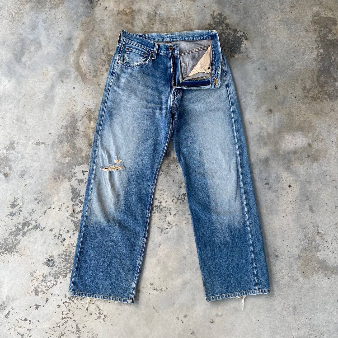 Edwin VTG 90S EDWIN 505 REDLINE GRUNGE BLUEWASH DISTRESSED DENIM Size US 29 - 7 Thumbnail