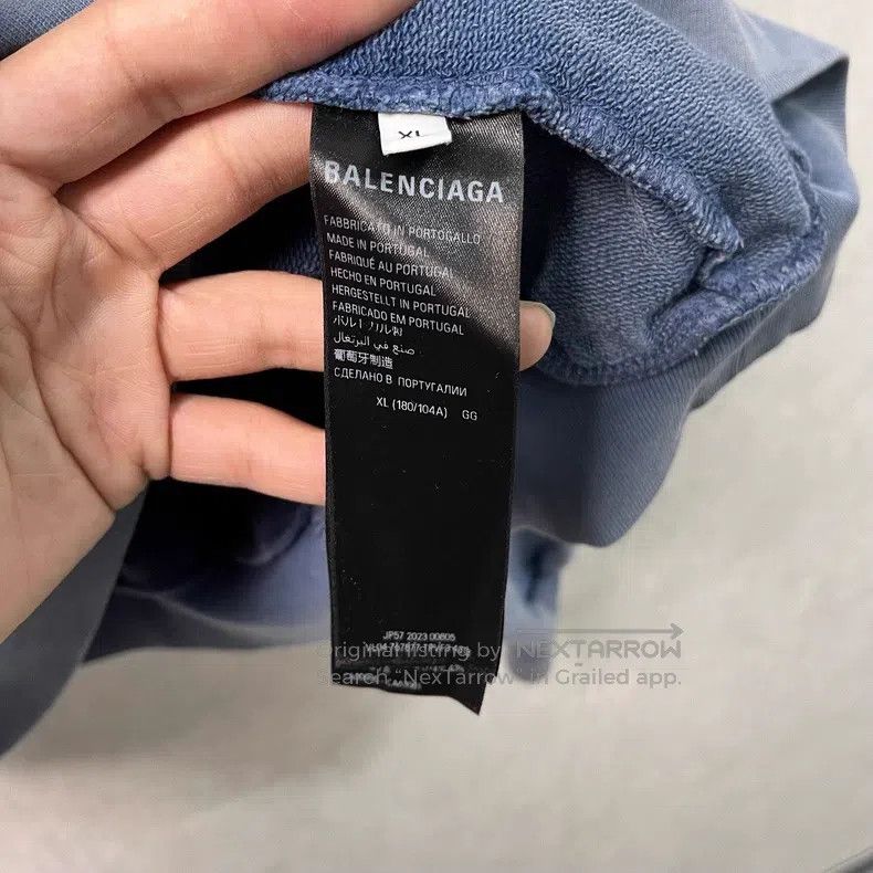 Balenciaga Balenciaga Double B Logo Hooded Hoodie Misty Washed Blue Size US XL / EU 56 / 4 - 4 Thumbnail