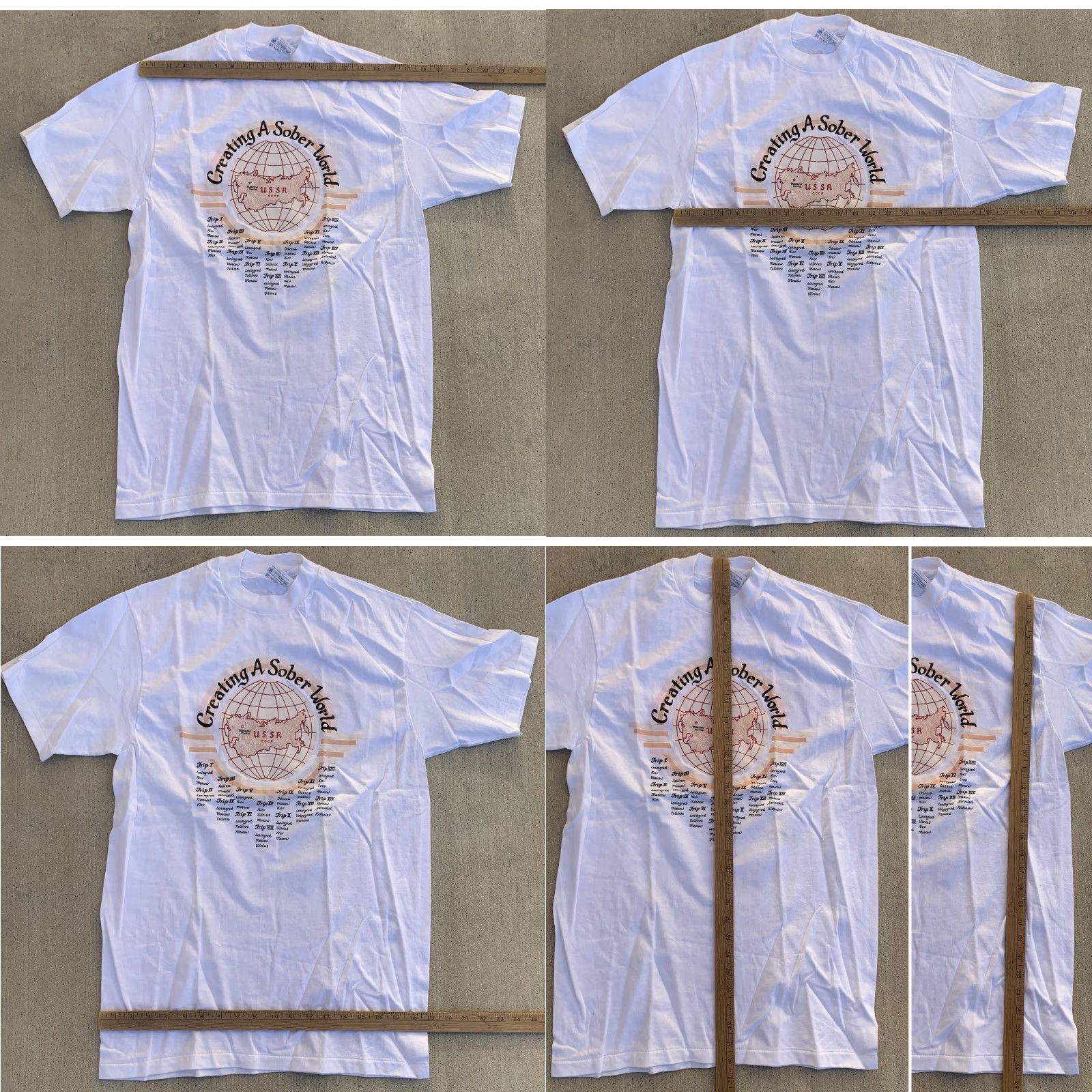 Hanes VINTAGE Creating A Sober World USSR CCCP T Shirt Single Stitch L Men White Cotton Hanes Beefy-T Size US L / EU 52-54 / 3 - 11 Thumbnail