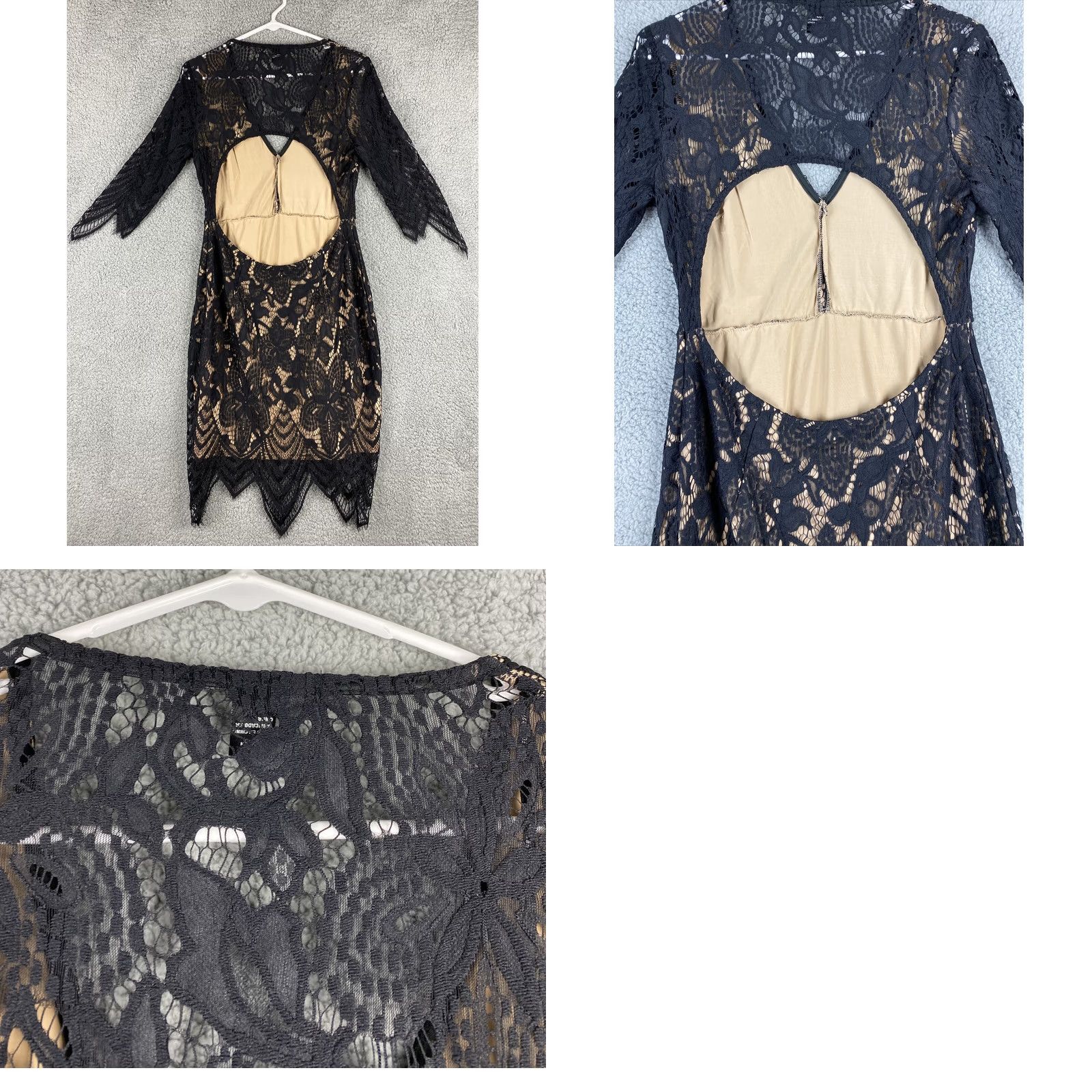 Forever 21 FOREVER 21 Dress Black Knit Sheath Lace Trim 3/4 Sleeve Women’s Large L Knee Length V-Neck Pullover Casual Knit Machine Washable Black Womens Size L / US 10 / IT 46 - 8 Thumbnail