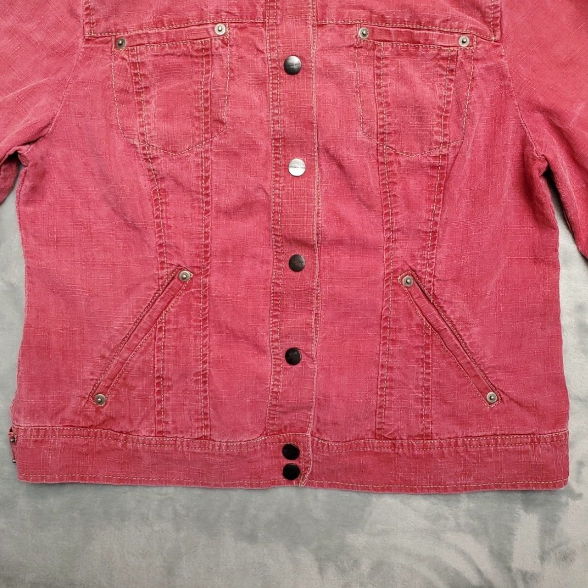 Coldwater Creek VINTAGE Coldwater Creek Jacket Womens 12 Petite Red Tencel Linen Blend 3/4 Sleeve Snap Size XL / US 12-14 / IT 48-50 - 2 Thumbnail