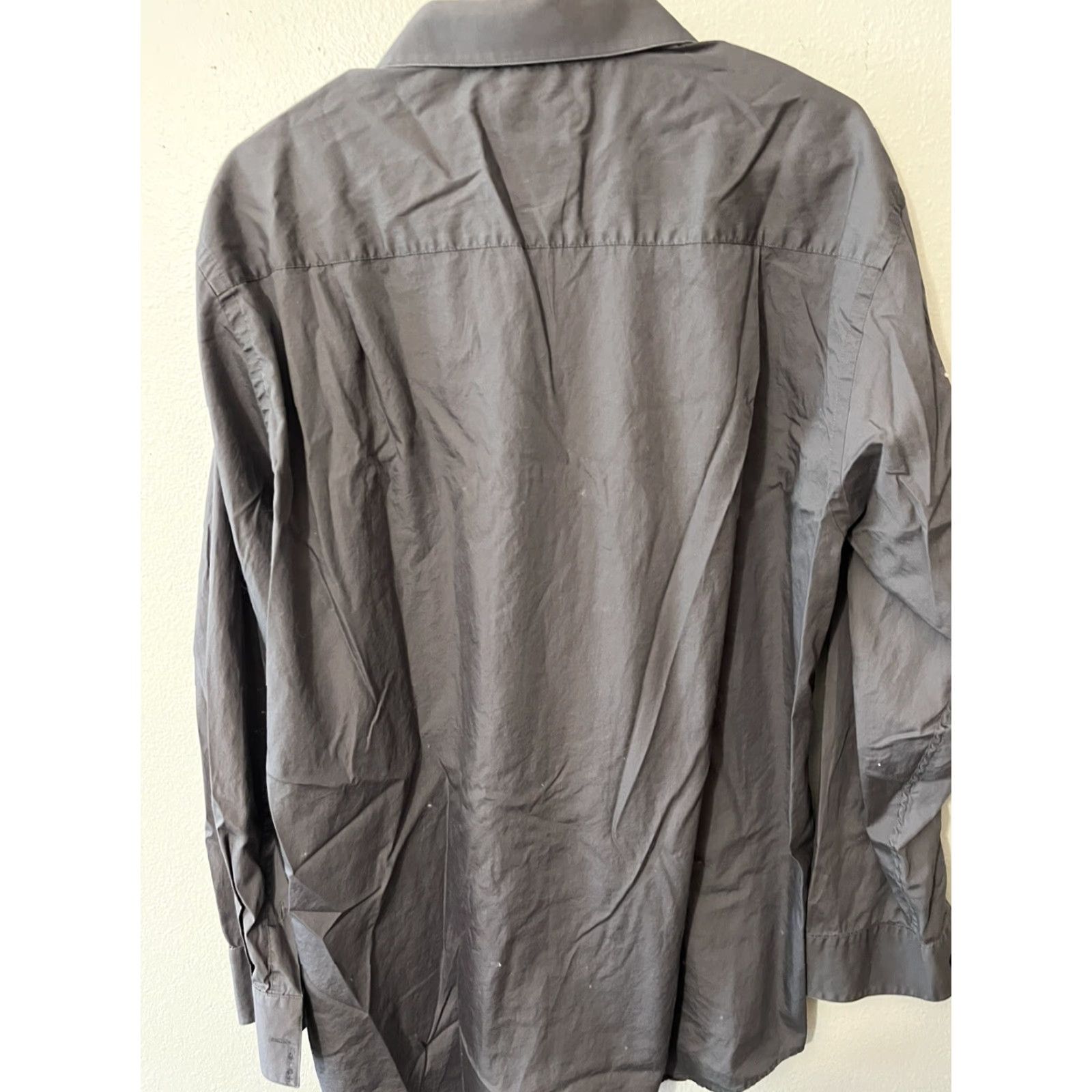 Calvin Klein CALVIN KLEIN Non-Iron Dress Shirt Large 17 Gray Regular Fit Button Collared Long Sleeve Mens Size US XL / EU 56 / 4 - 3 Thumbnail