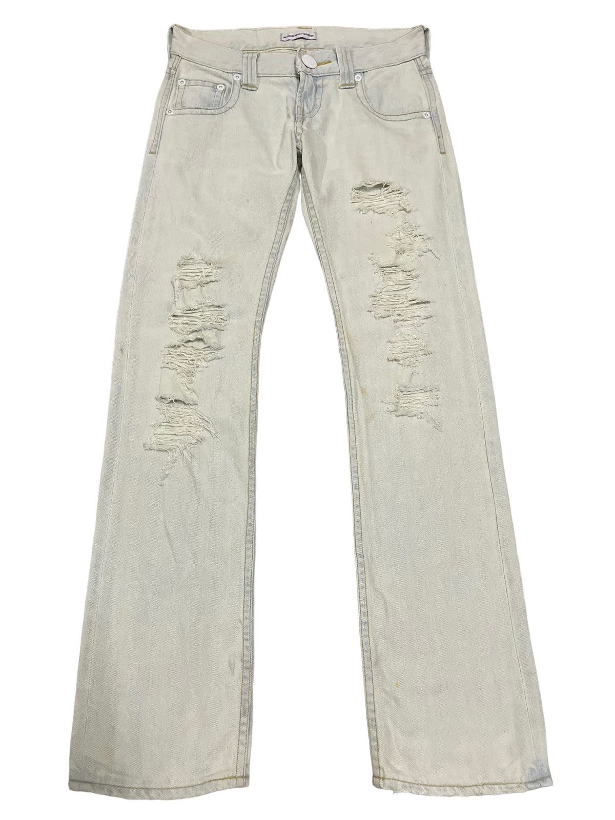 image of Distressed Denim Vintage Japan Juriano Jurrie Distressed Style Flare Jeans in Blue, Men's (Size 30)