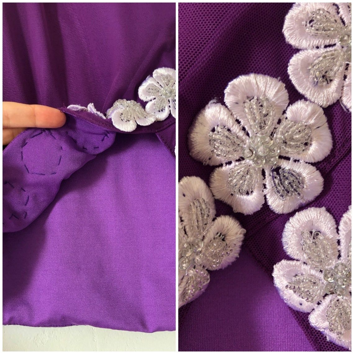 Vintage Vintage Y2K Purple Wrap Mini Skirt with Floral Appliqué Size 27" / US 4 / IT 40 - 11 Thumbnail