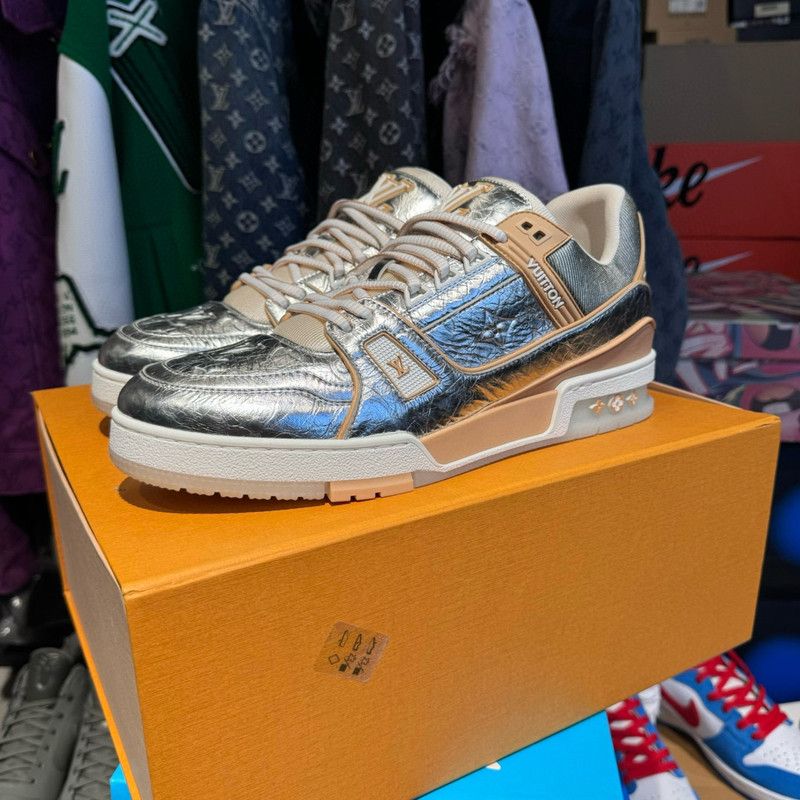 Louis Vuitton Louis Vuitton Silver Trainer Sneakers for Men 0079 Size US 10.5 / EU 43-44 - 1 Thumbnail