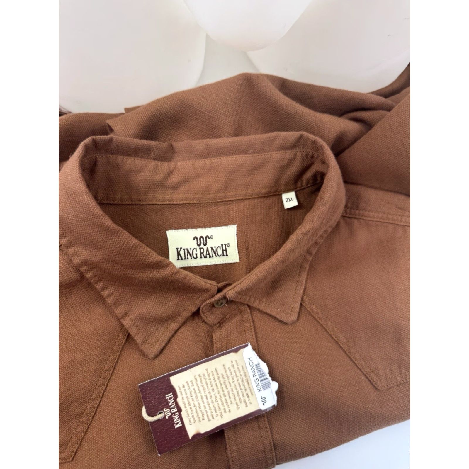 Vintage KING RANCH Western 2XL Shirt Mens Button-Up Long Sleeve Brown Size US XXL / EU 58 / 5 - 4 Thumbnail