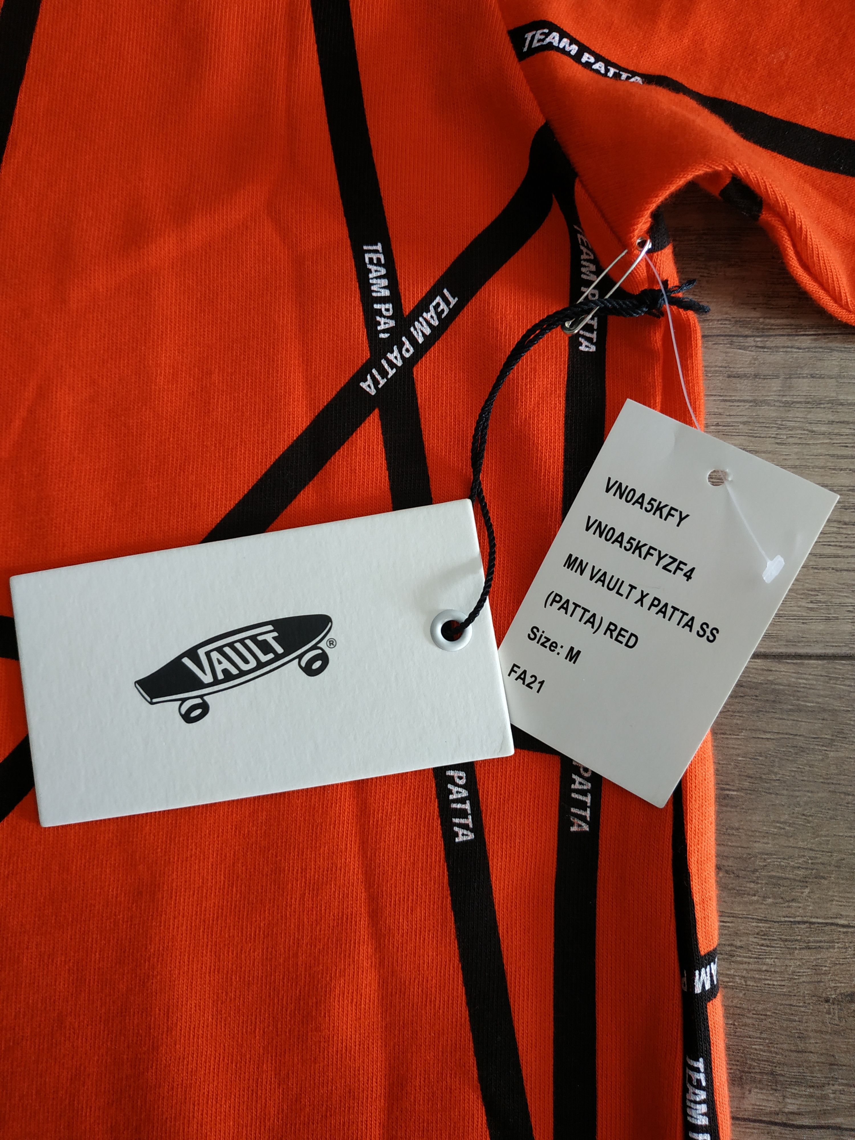 Patta × Vans VANS 'Vault' x PATTA Collabo Men's Red T-shirt, s. MEDIUM Size US M / EU 48-50 / 2 - 8 Thumbnail
