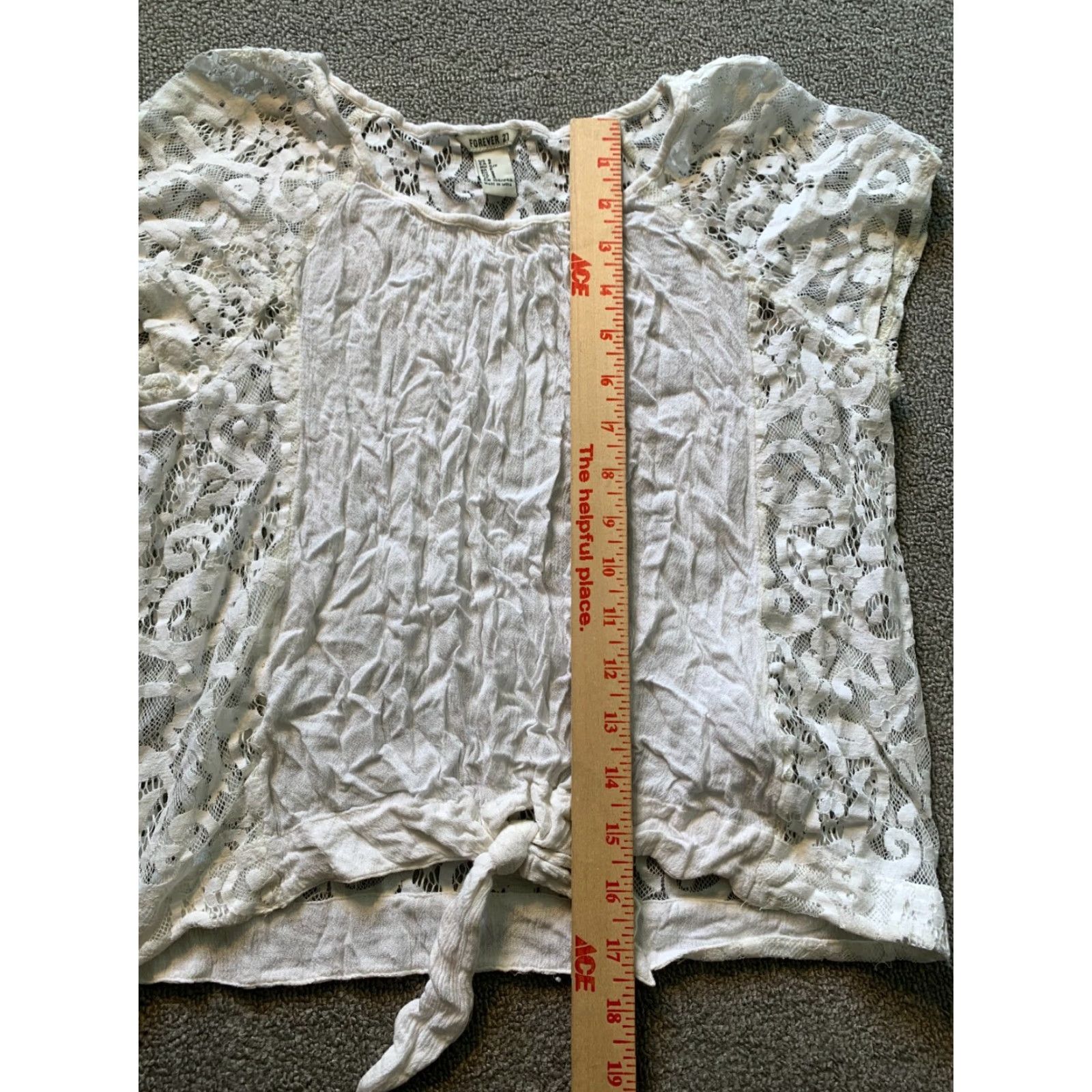Forever 21 FOREVER 21 Womens Short Sleeve Small S Laced Shirt Knotted Front White Top Size S / US 4 / IT 40 - 5 Thumbnail