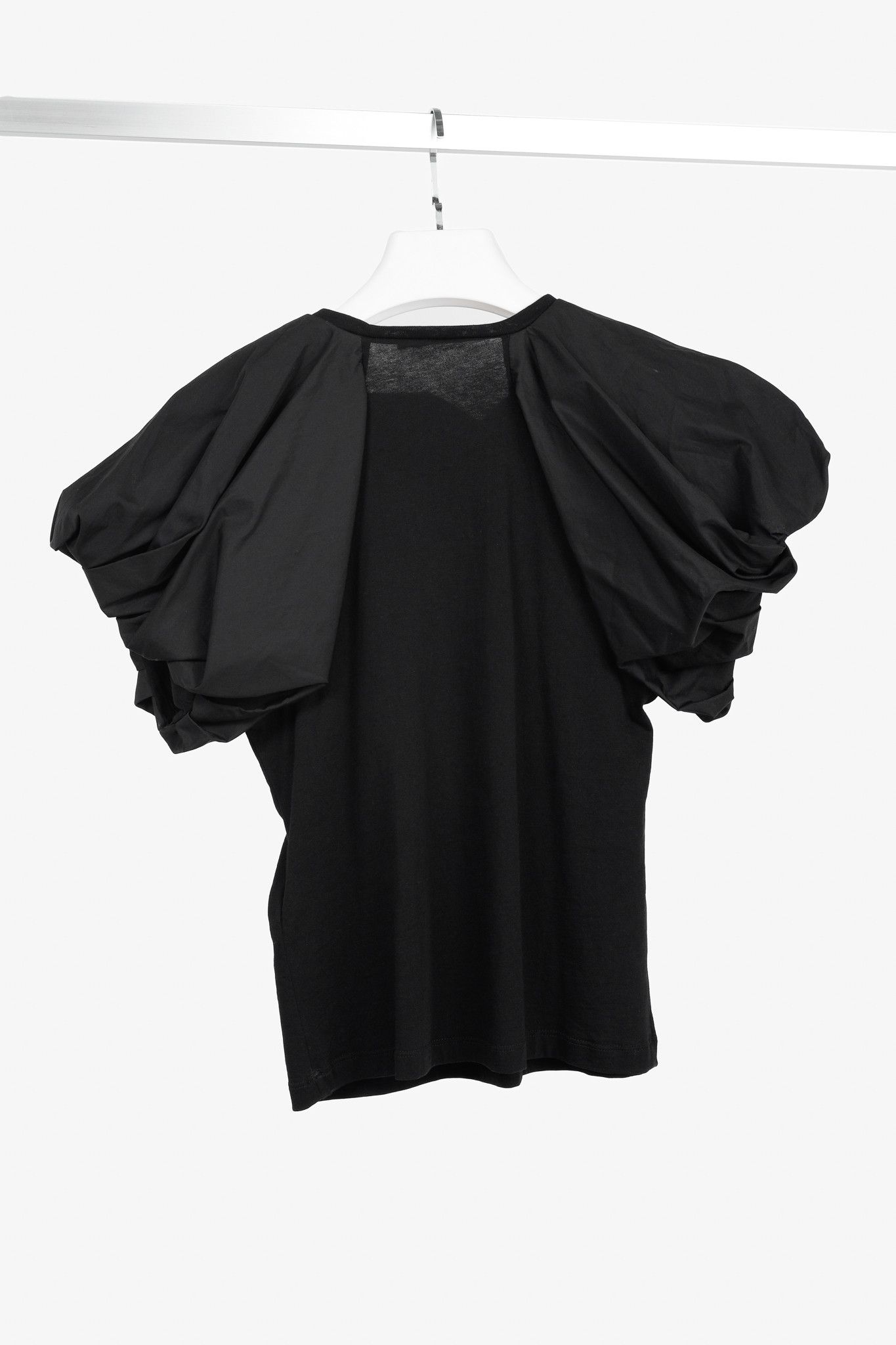 Alexander McQueen Alexander McQueen Black Cotton Poplin & Jersey Ruffle Tee Size XS / US 0-2 / IT 36-38 - 2 Thumbnail
