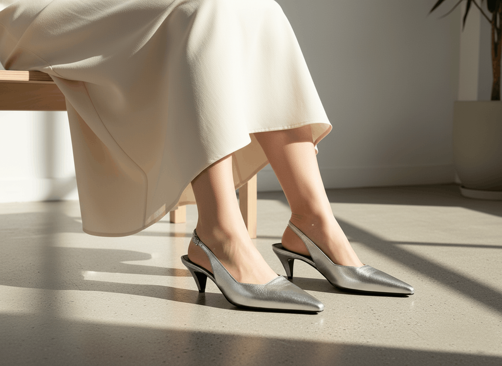 Gucci Gucci Silver Leather EU 37 US 7 Slingback Pumps Womens italy Size US 7 / IT 37 - 1 Thumbnail