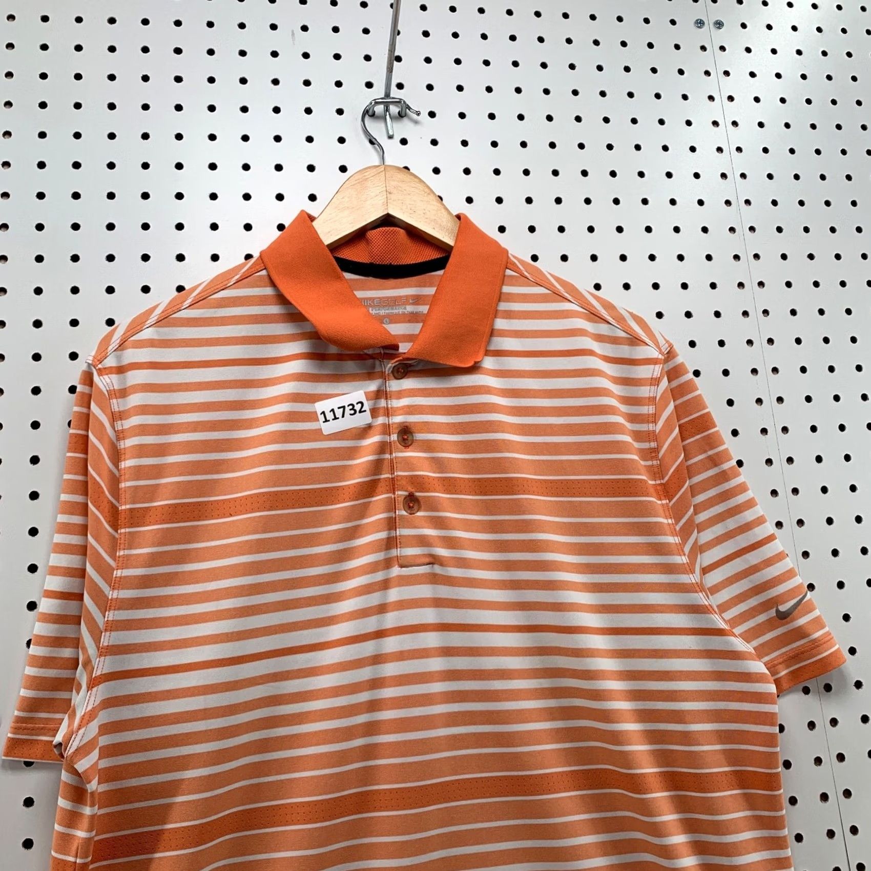 Nike Nike Golf Tour Performance Polo Shirt Mens Large Orange White Striped Short Sleeve Polo Size US L / EU 52-54 / 3 - 7 Thumbnail