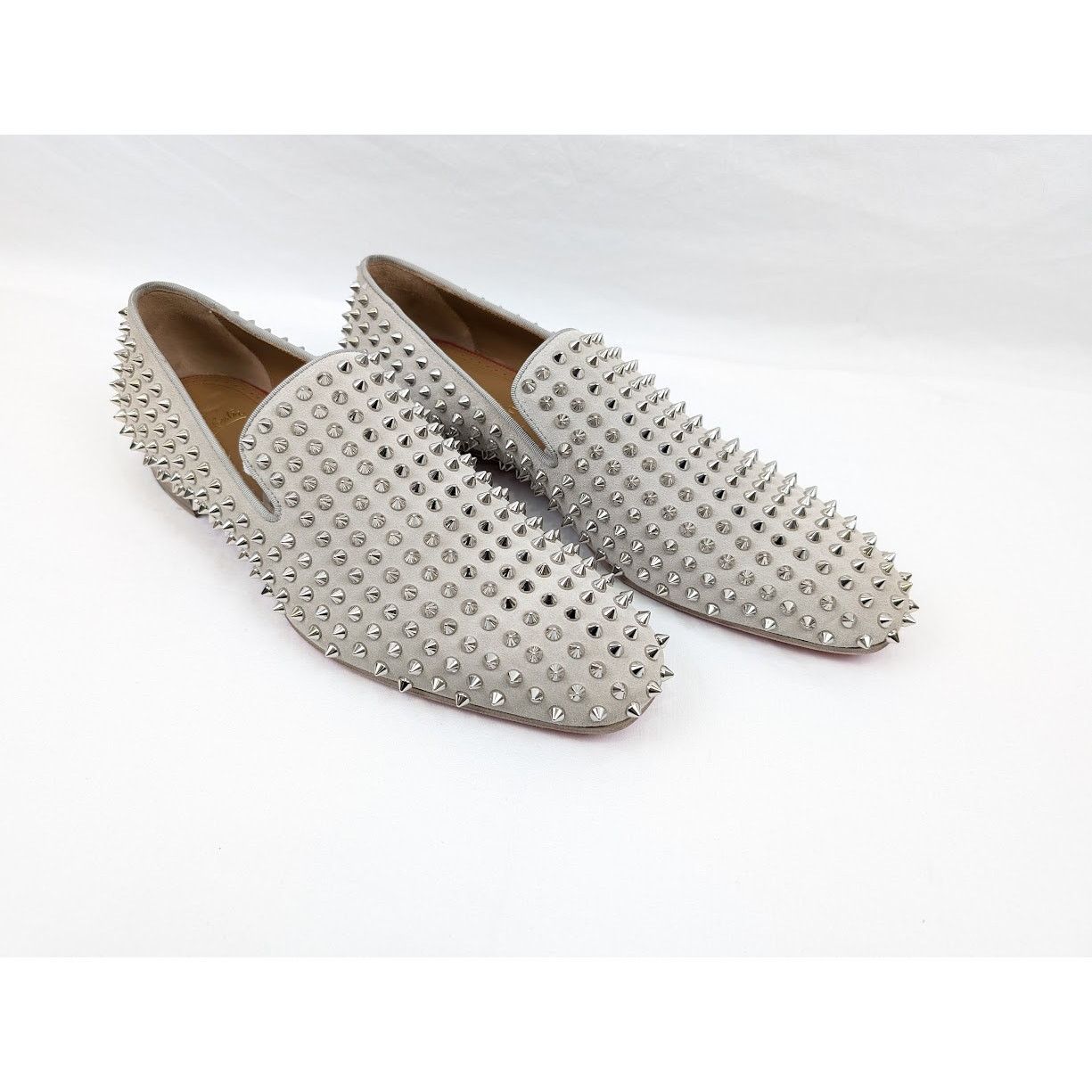 Christian Louboutin o1rshd1 Crosta Dandelion Spikes Flat Shoes in Goose/Silver Size US 12 / EU 45 - 15 Thumbnail