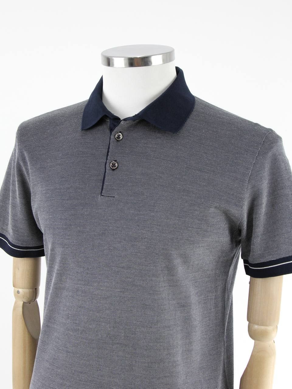 Hugo Boss HUGO BOSS White and blue cotton polo shirt Size US L / EU 52-54 / 3 - 4 Thumbnail