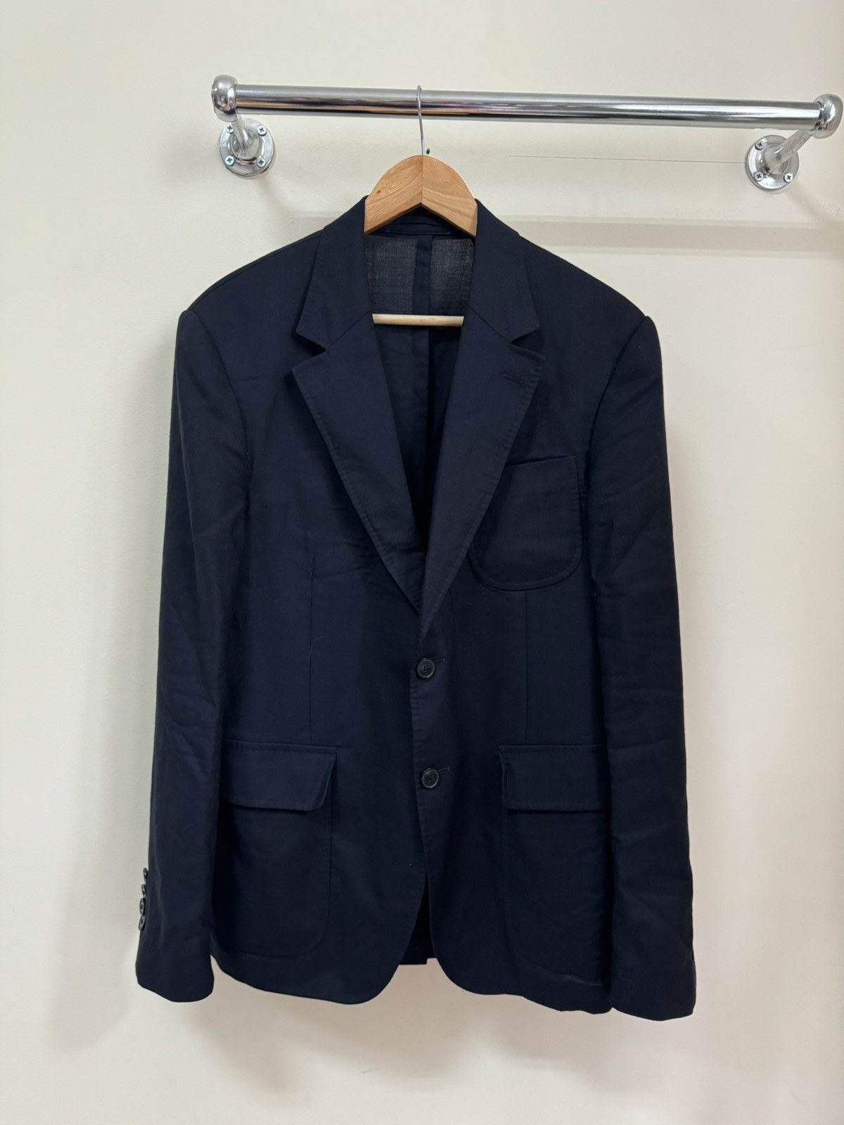 Japanese Brand Shanghai Tang Navy Wool Blazer Jacket 52 Size Size 52R - 1 Thumbnail