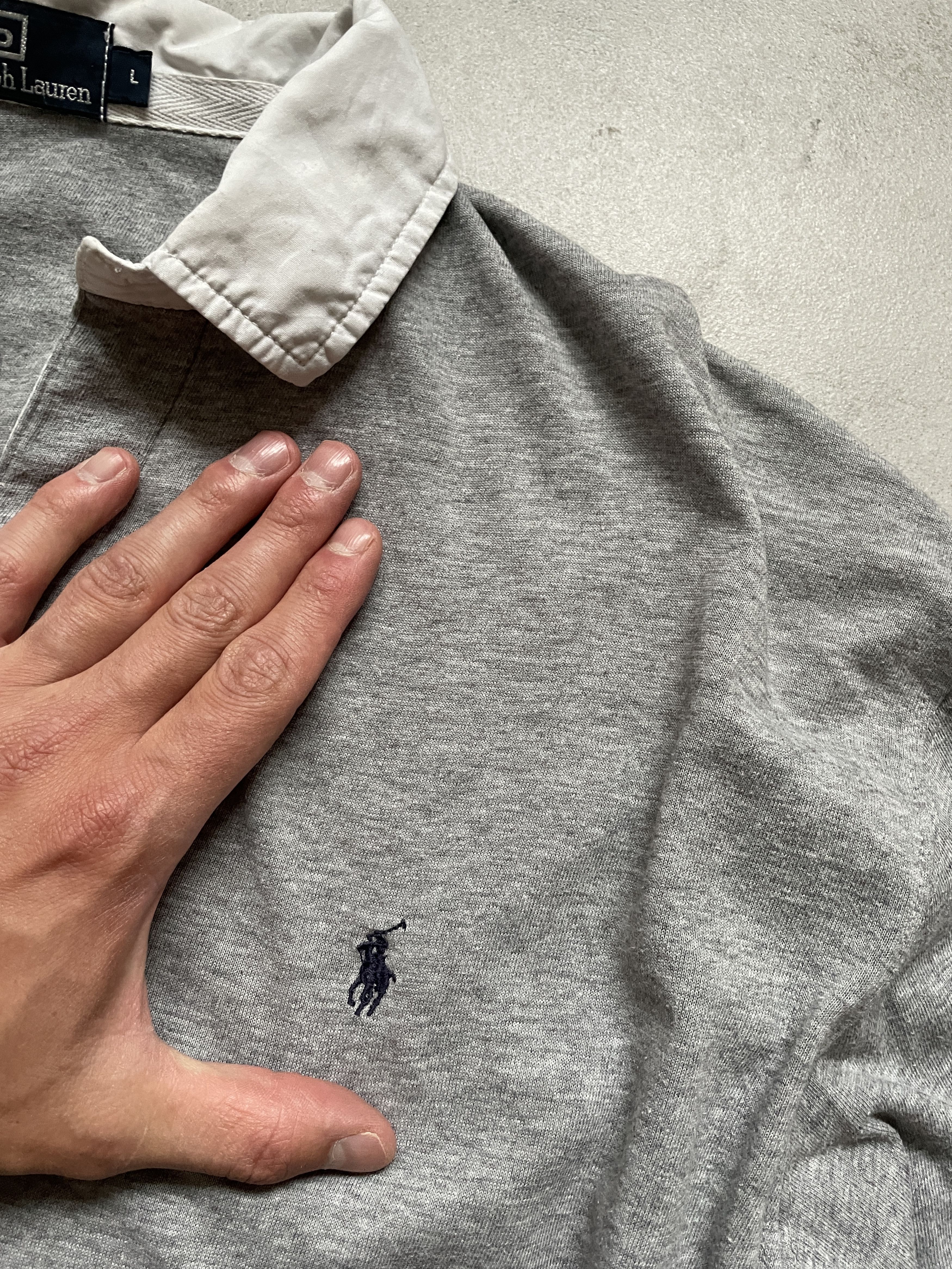 Polo Ralph Lauren POLO RALPH LAUREN GREY LONGSLEEVE RUGBY POLO TEE Size US XL / EU 56 / 4 - 4 Thumbnail