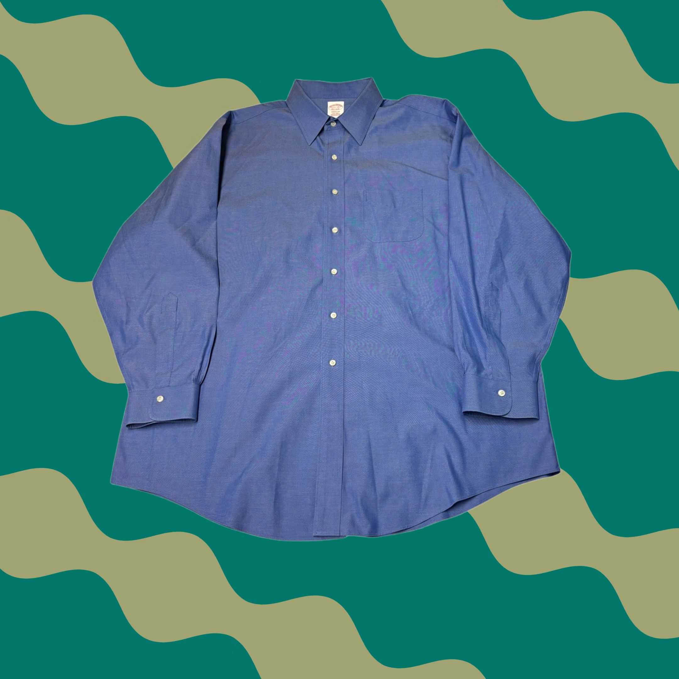 Brooks Brothers Brooks Brothers Madison Dress Shirt Mens 17.5-34 Blue Non-Iron Supima Cotton Size 48R - 1 Thumbnail