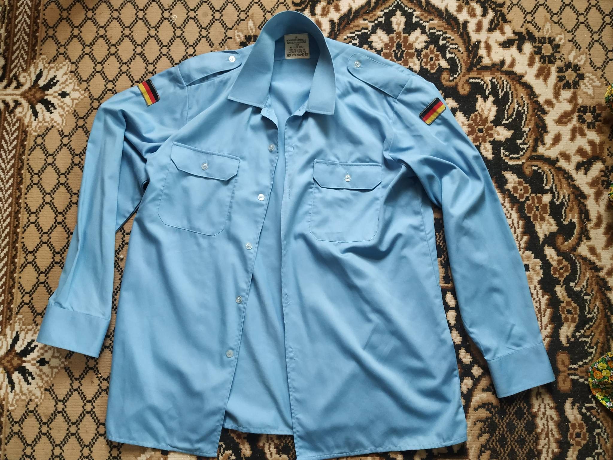 Other Vintage 90s German Army Bundeswehr Blue Man's Shirt | Grailed
