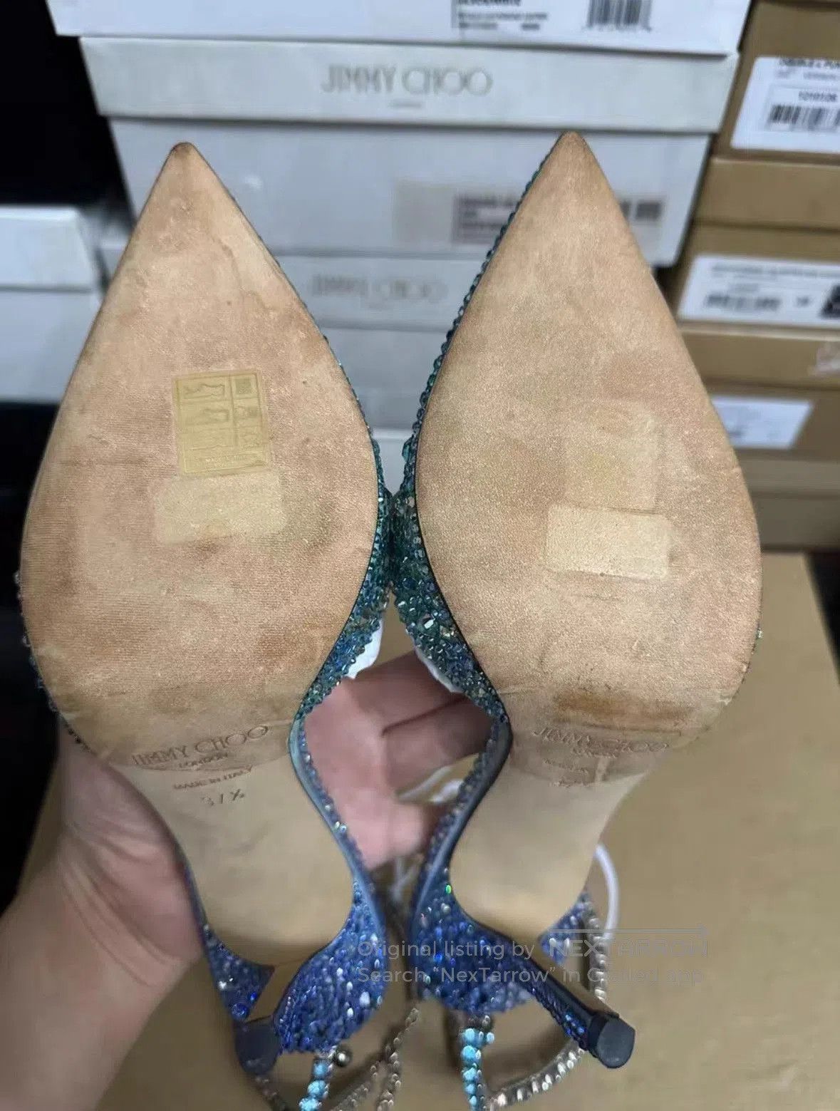 Jimmy Choo Jimmy Choo Blue Crystal Rhinestone Heels. Size US 6.5 / IT 36.5 - 7 Thumbnail