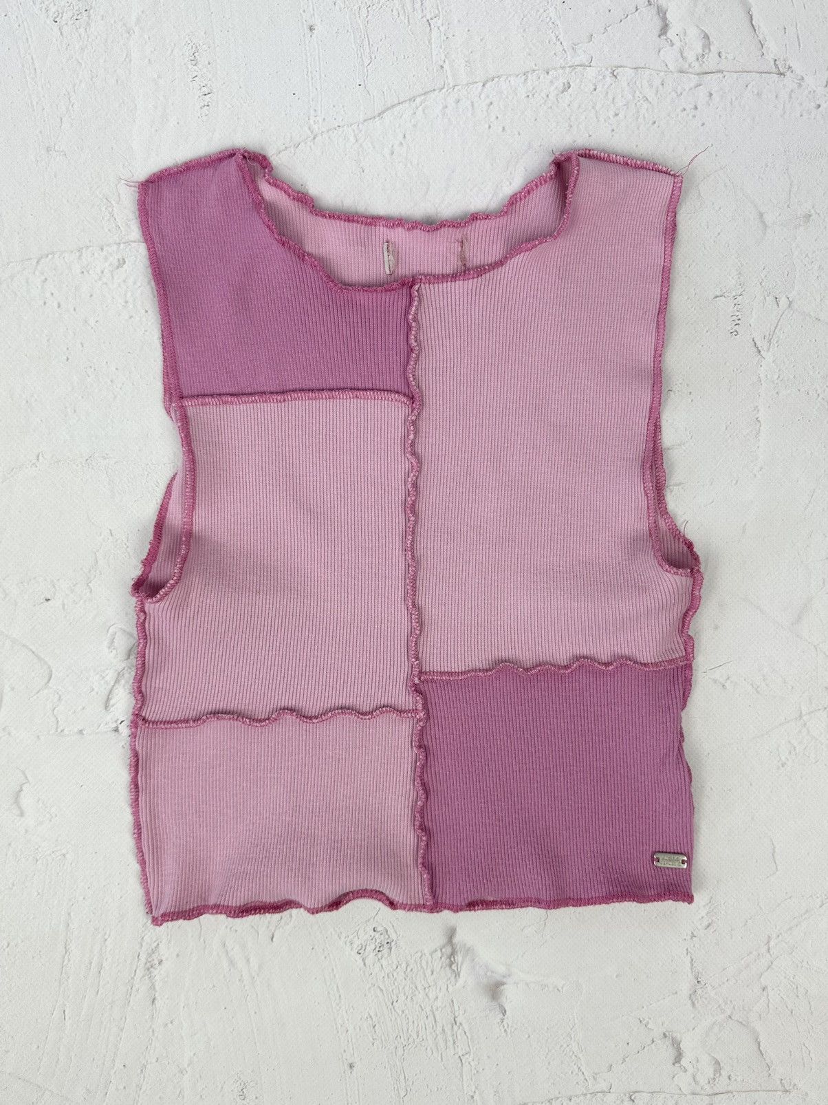 Japanese Brand × Vintage Vintage Patchwork Pink Crop Top Size S / US 4 / IT 40 - 1 Thumbnail