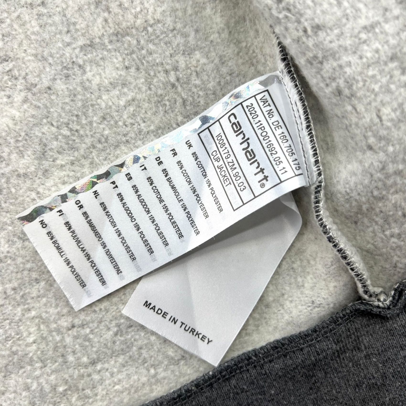 Carhartt Carhartt Varsity Jacket Mens Medium Gray Rugged Cup Letterman Full Zip Pockets Water Resistant Moisture Wicking Casual Canvas Polyester Cotton Lining Size US M / EU 48-50 / 2 - 6 Thumbnail