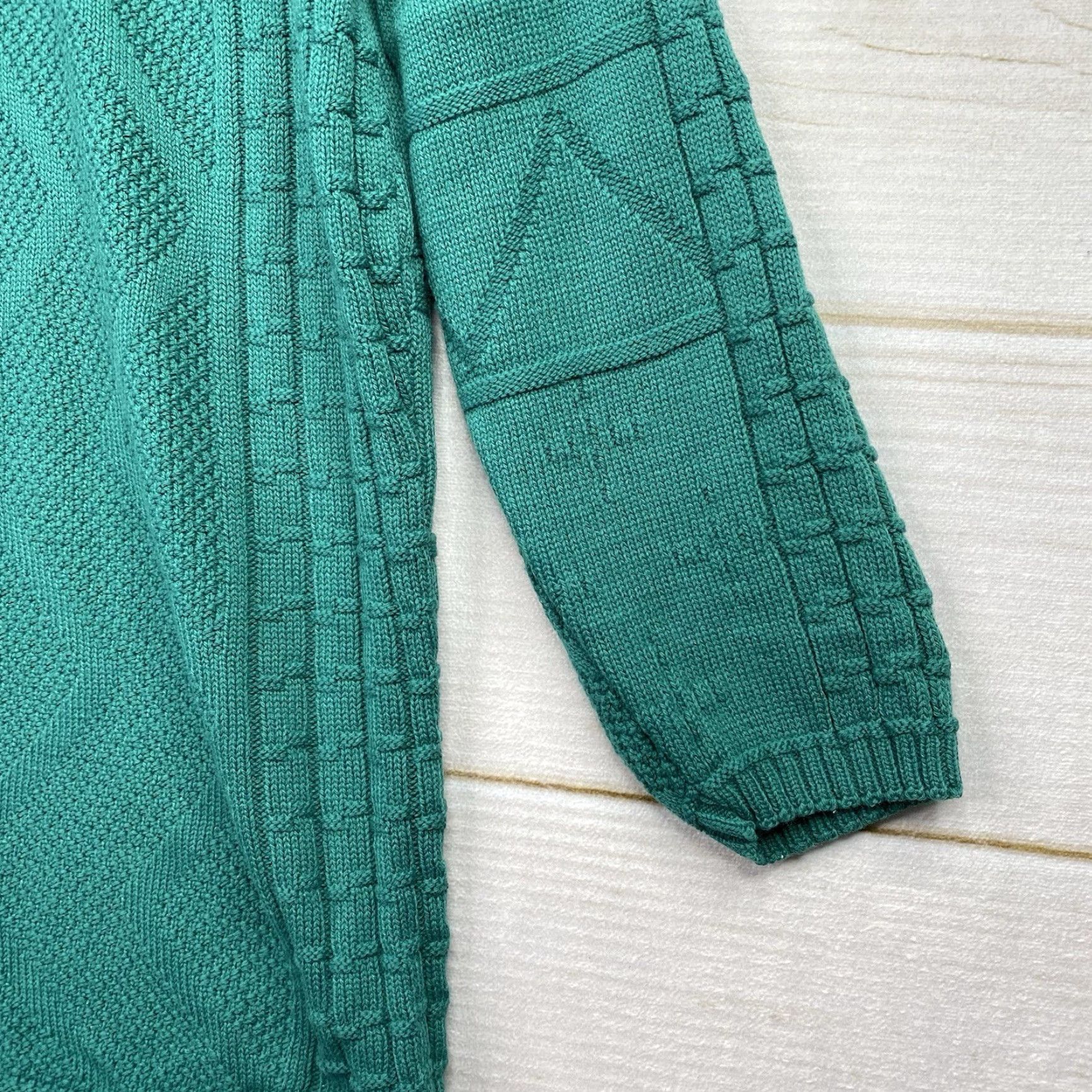Etro VINTAGE Retro By Renaissance Knit Sweater 1X Green Cable Knit Rolled Neck Pullover Mens Womens Girls Boys Size XL / US 12-14 / IT 48-50 - 2 Thumbnail