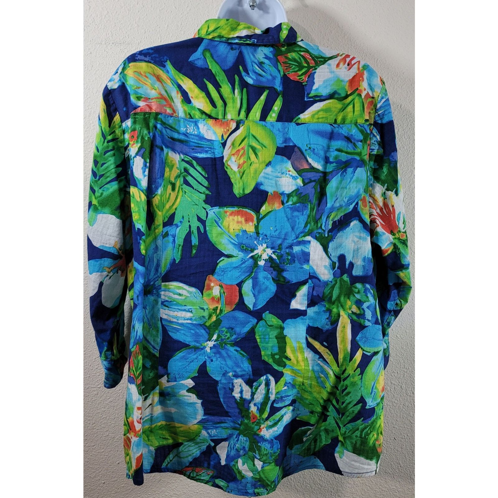 Other Allison Daley Blue Green Orange Floral Button Up Top 16 Soft Size XXL / US 16-18 / IT 52-54 - 2 Thumbnail