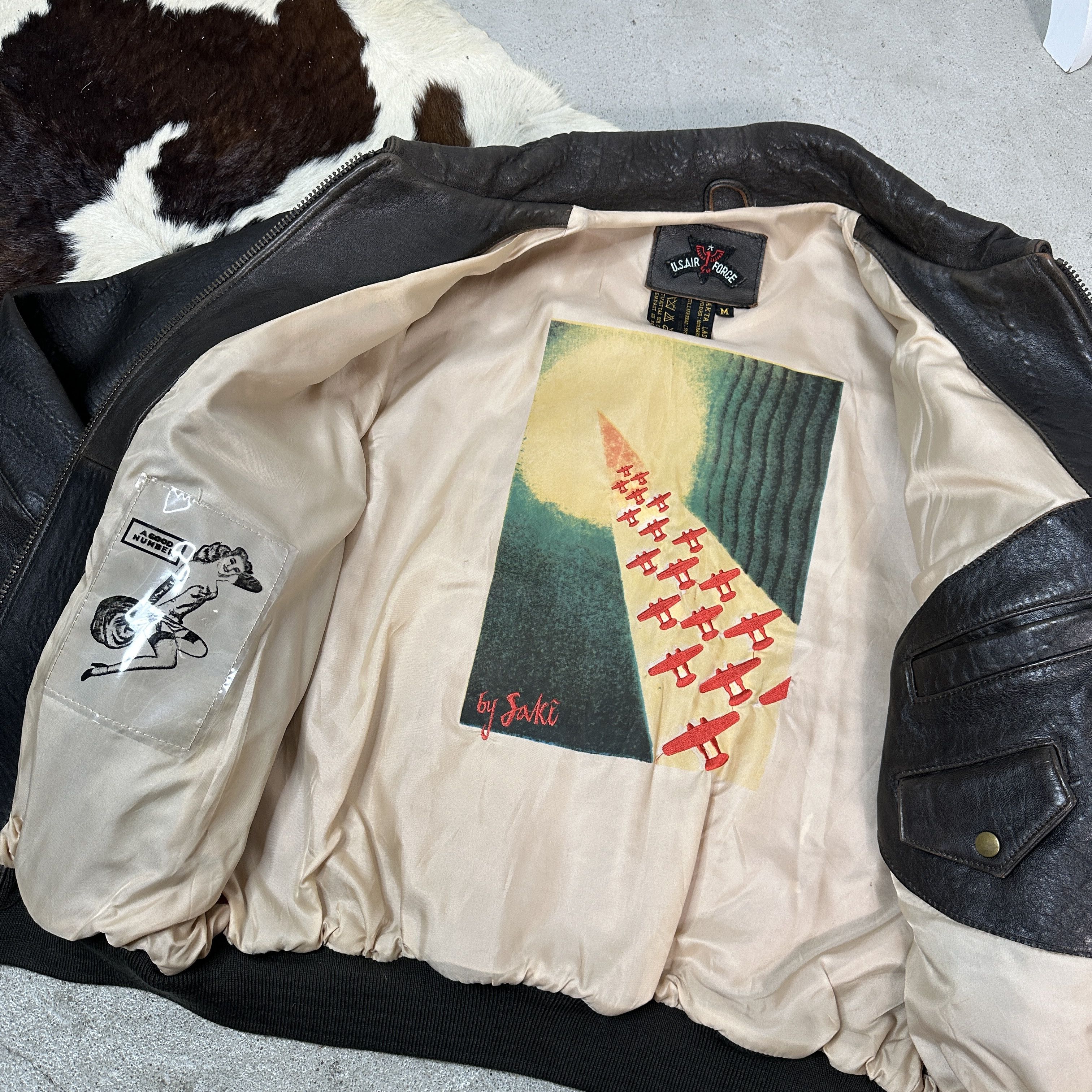 Vintage Vintage US Air Force Pinup Girl Leather Jacket Size US M / EU 48-50 / 2 - 6 Thumbnail