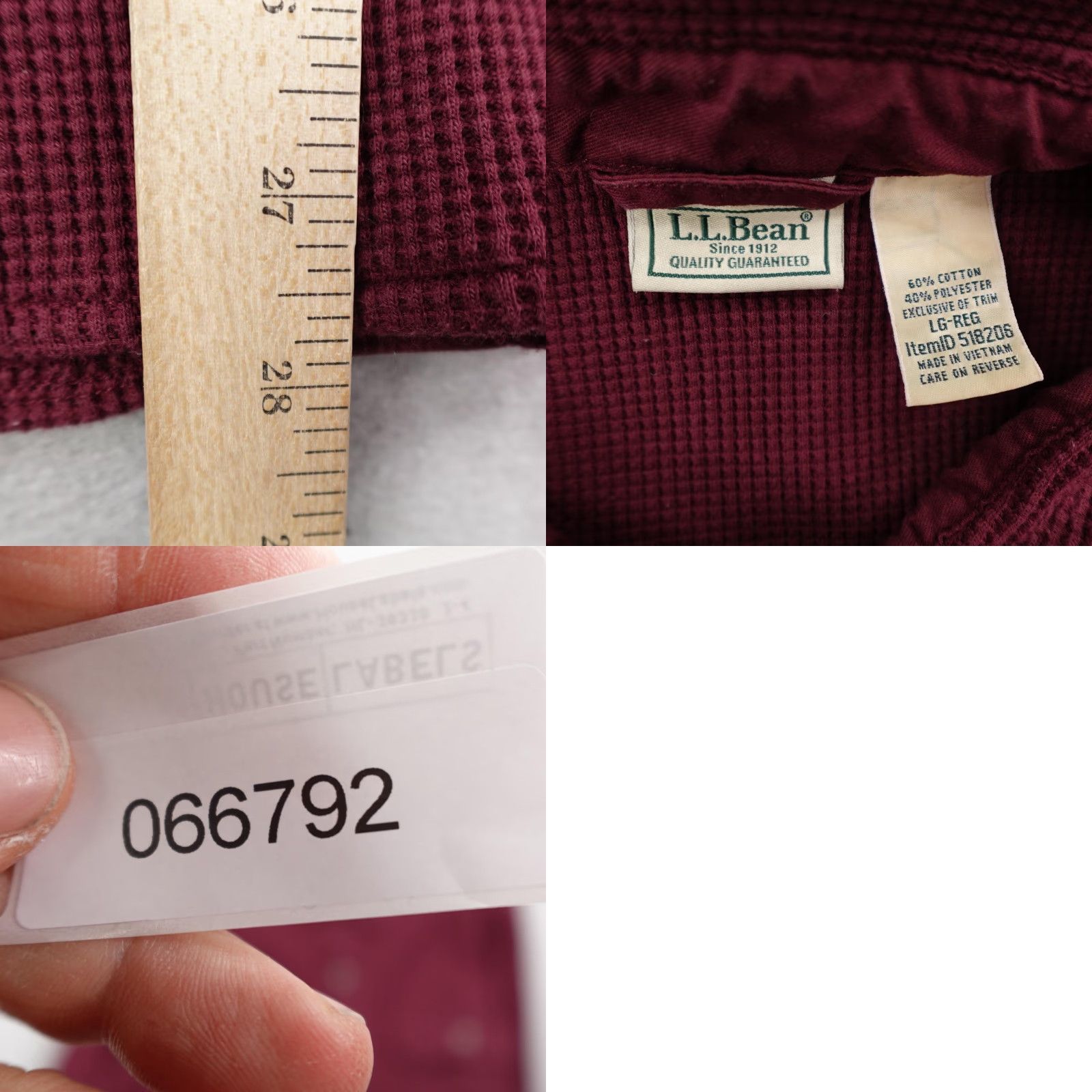 Vintage LL Bean Shirt Mens Large Red Waffle Knit Snap Front Thermal Shacket Overshirt Size US L / EU 52-54 / 3 - 8 Thumbnail