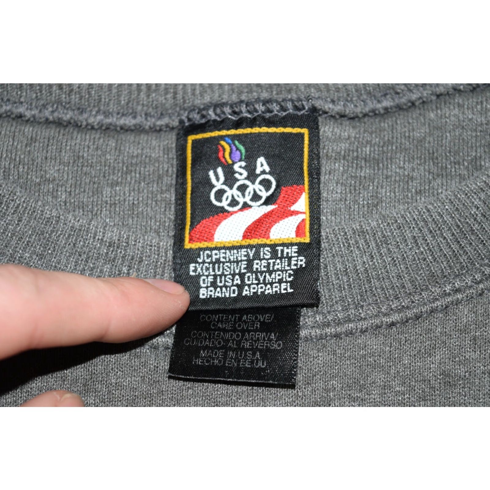 Vintage VINTAGE J. C. Penney Olympics Sweatshirt Crewneck Unisex Large Gray Cotton Blend Pullover 90s Olympic Logo Mens/Womens Size US L / EU 52-54 / 3 - 4 Thumbnail