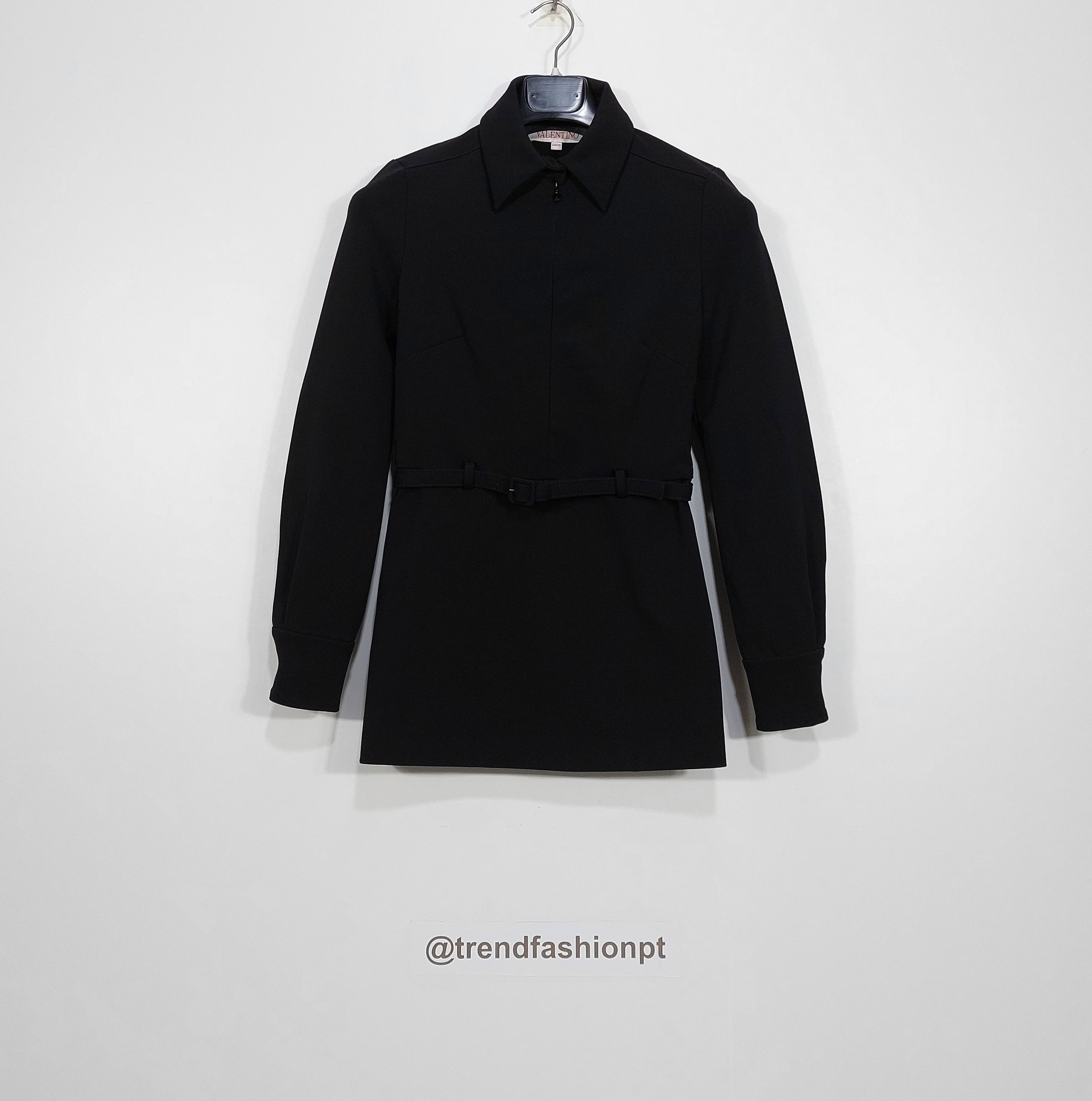 RED Valentino belted viscose half zip LS mini dress - black 36 Size XS / US 0-2 / IT 36-38 - 1 Thumbnail