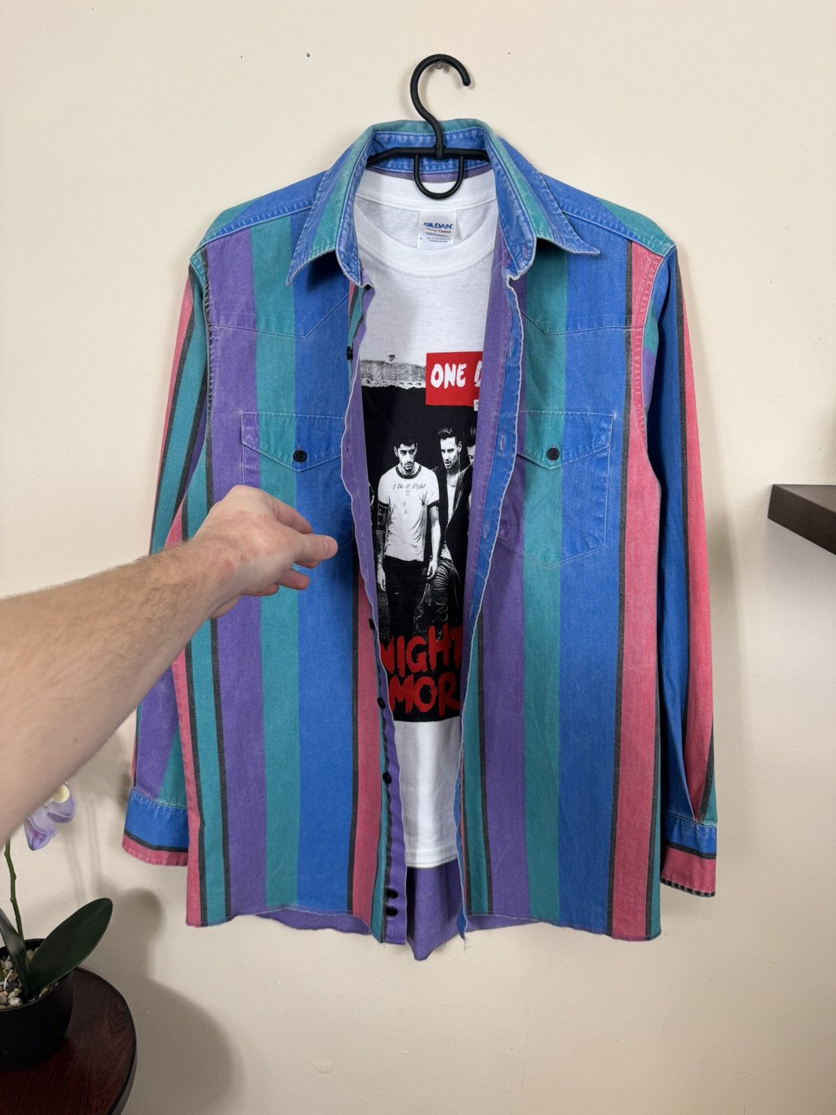 Vintage VTG Wrangler brushpopper multi bold stripe shirt 15.5 - 33 Size US M / EU 48-50 / 2 - 21 Thumbnail