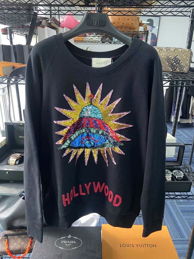 Gucci Black Long Sleeve Sequin Sweatshirt