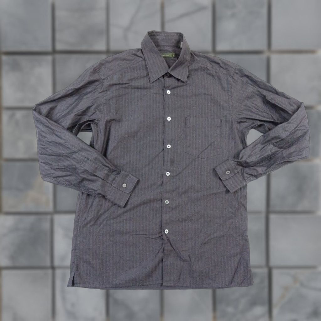 Ermenegildo Zegna Ermenegildo Zegna Button-Down Shirt Mens Large Gray Long Sleeve Preppy Size US L / EU 52-54 / 3 - 1 Thumbnail