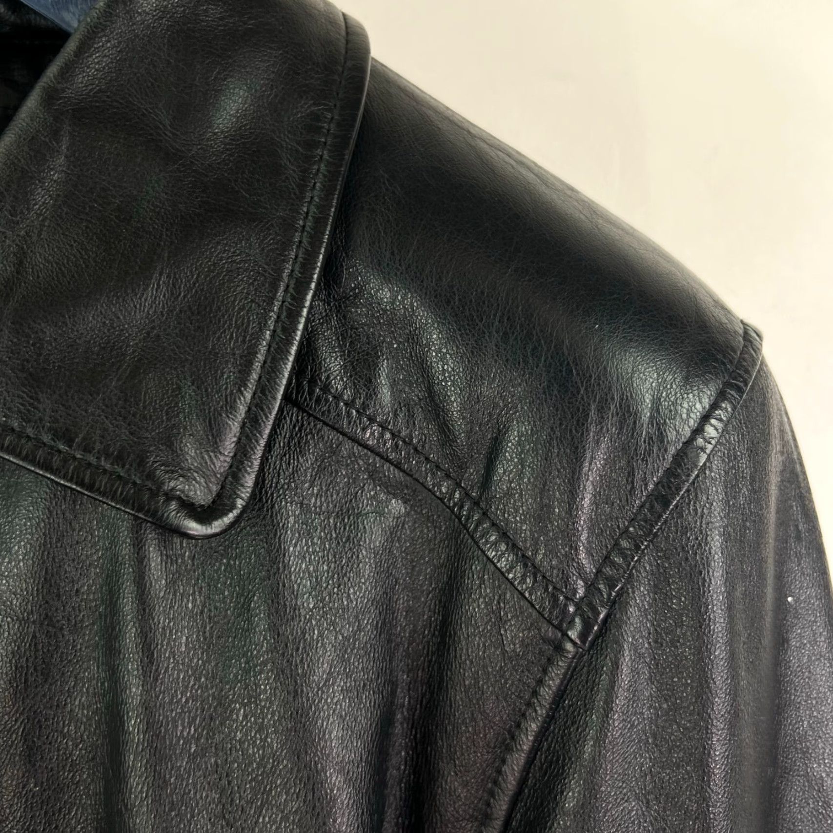 Vintage Wilsons Leather Black Coat Mid-Length Tie Belt Women's Size Large L Satin Jacket Size L / US 10 / IT 46 - 2 Thumbnail