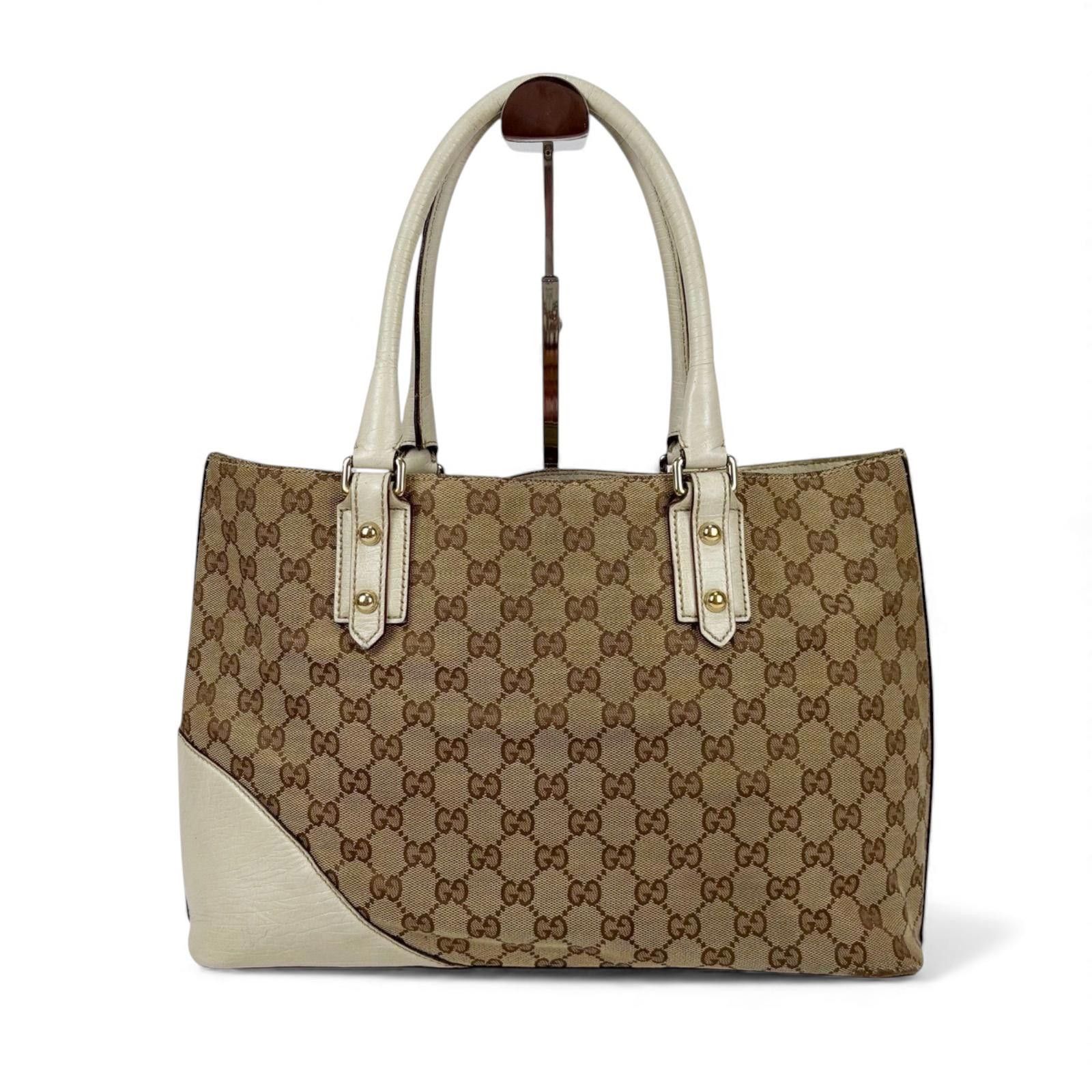 Gucci Gucci - Beige Monogram Canvas and Leather Tote Handbag Size ONE SIZE - 9 Thumbnail