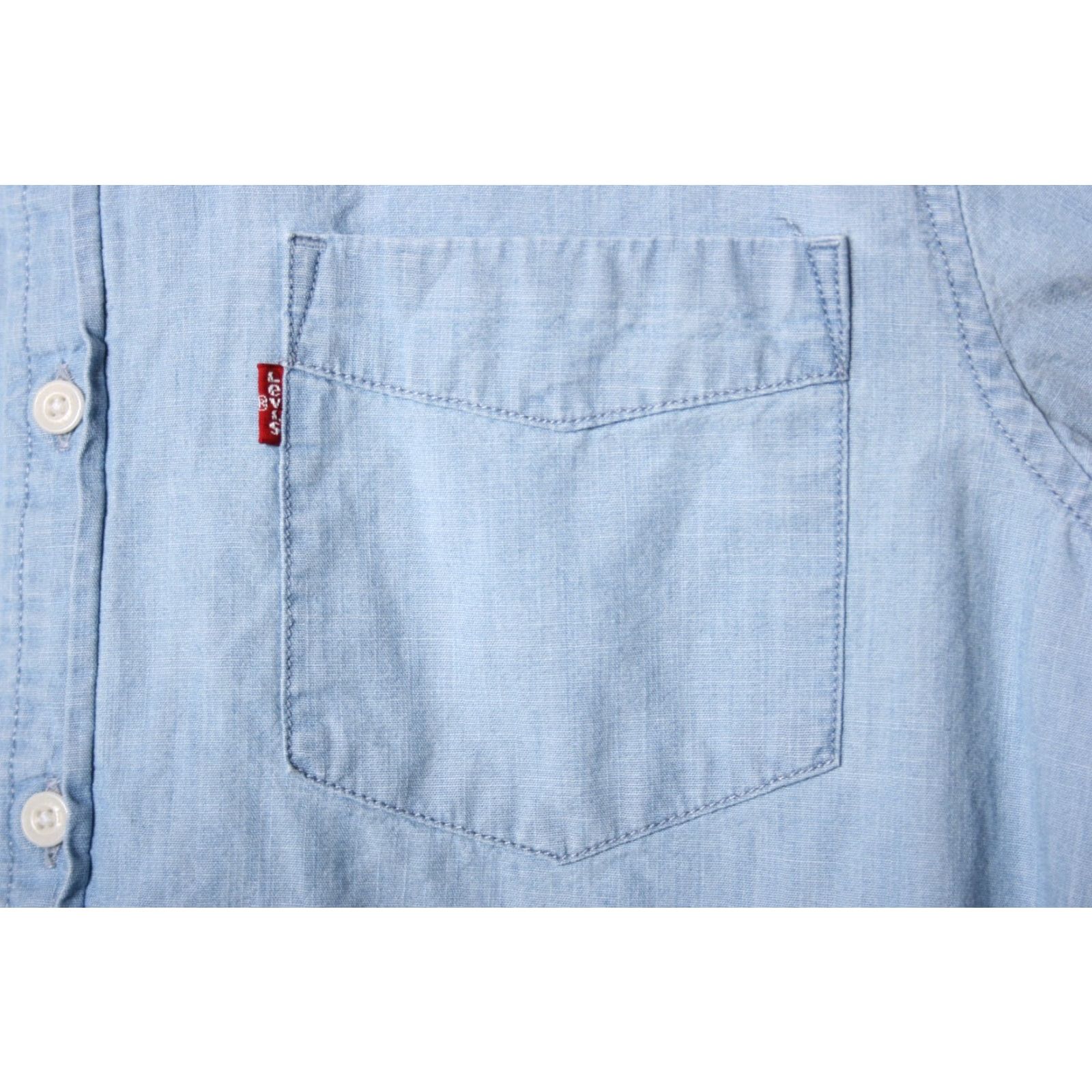 Levi's VINTAGE Levi's Sunset One Pocket Blue Chambray Long Sleeve Button Front Shirt Sz. S Size US S / EU 44-46 / 1 - 3 Thumbnail