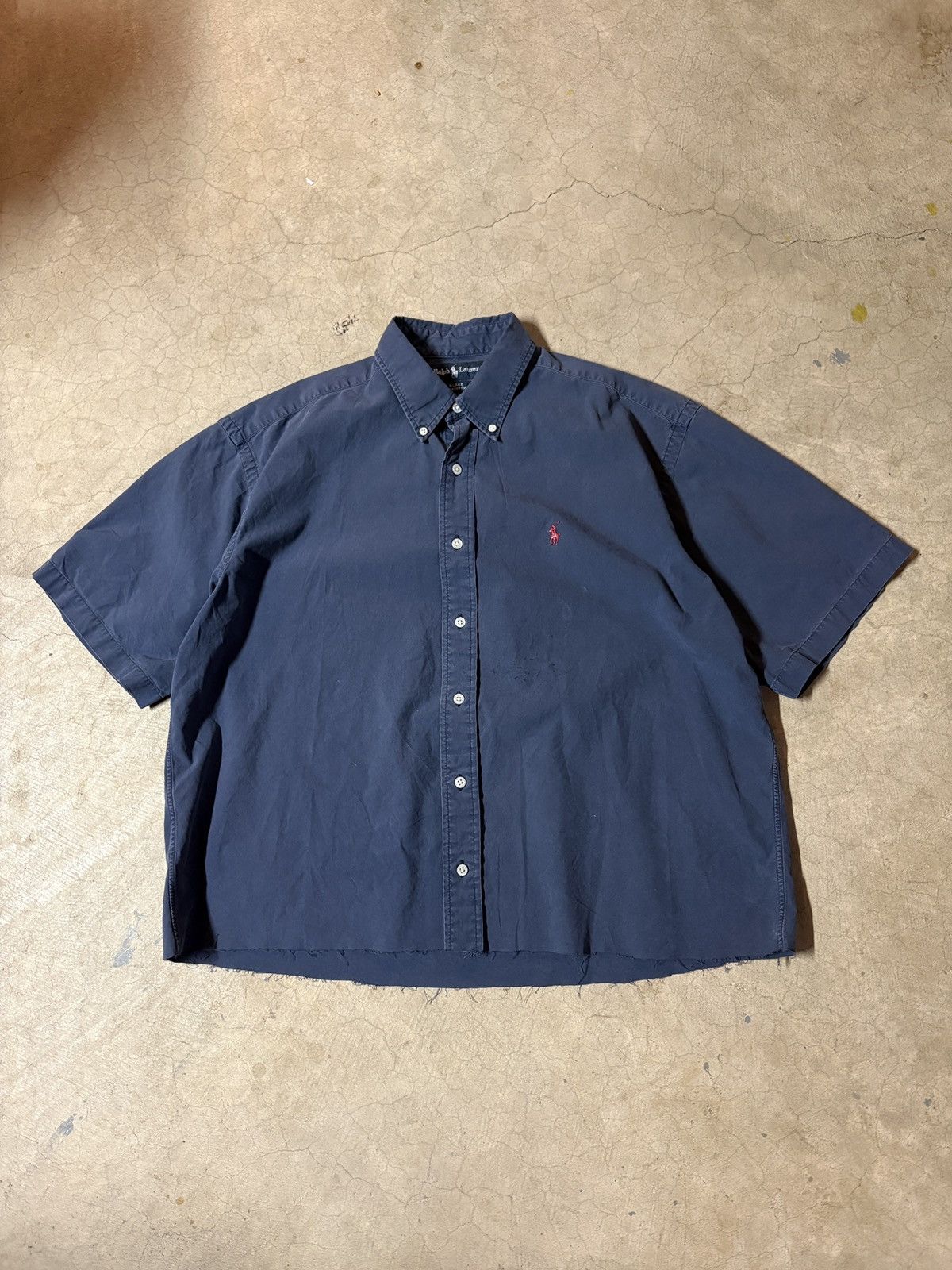 VTG 90s Polo Ralph Lauren Short Sleeve Shirt Blake Boxy Navy