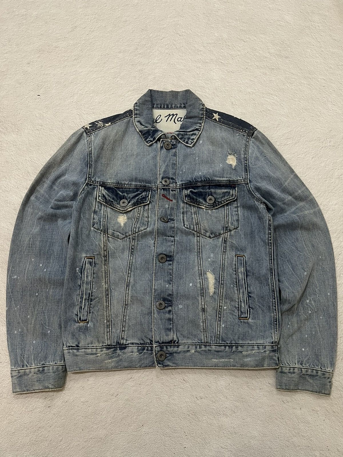 Helmut Lang 2000s Japanese America Flag Distressed Trucker y2k Lgb Ifsix Size US M / EU 48-50 / 2 - 1 Thumbnail