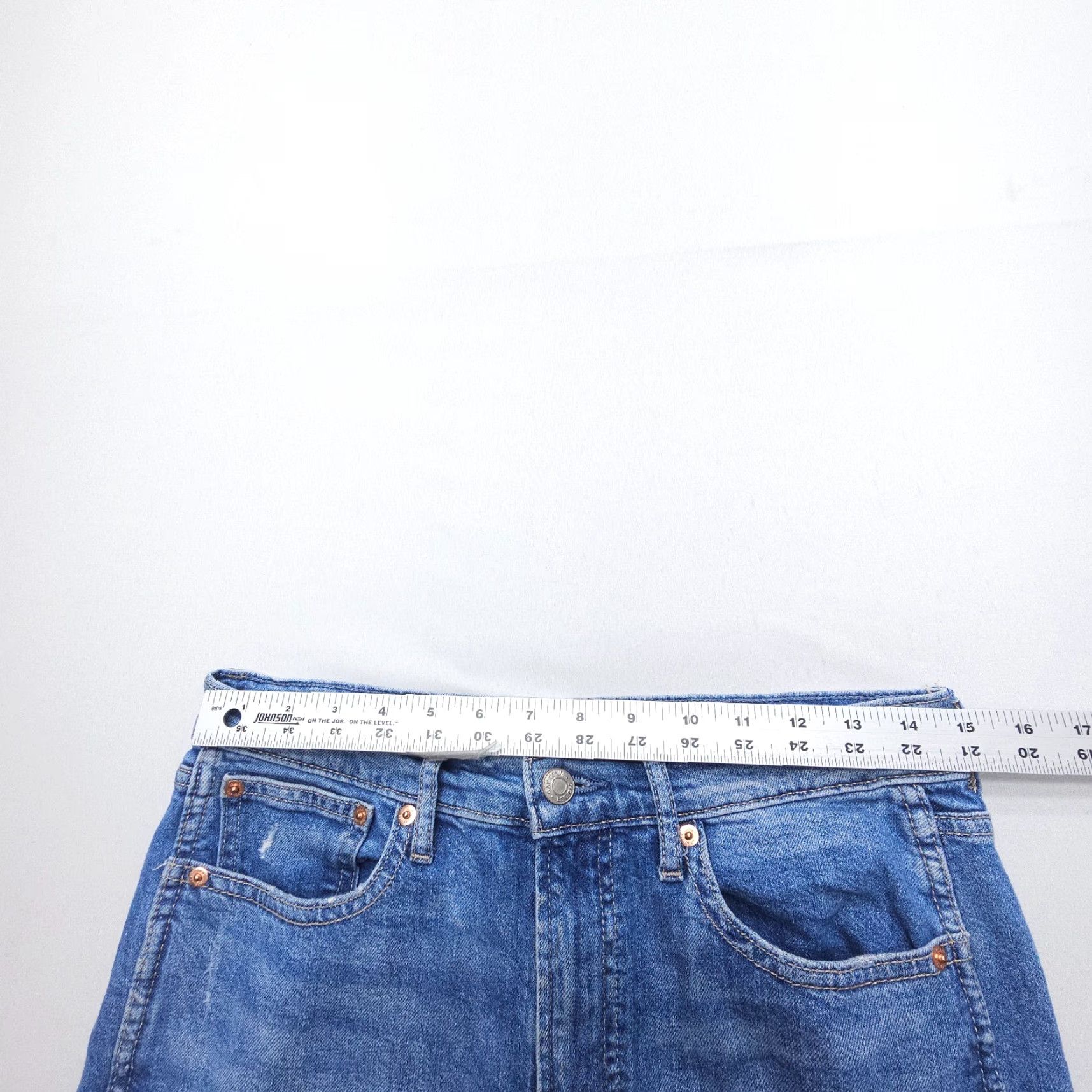 Gap VINTAGE Gap High Rise Slim Jeans Womens 8 / 29 Blue Distressed Denim Stretch Straight 5-Pocket Womens 90s Theme Size 30" / US 8 / IT 44 - 7 Thumbnail
