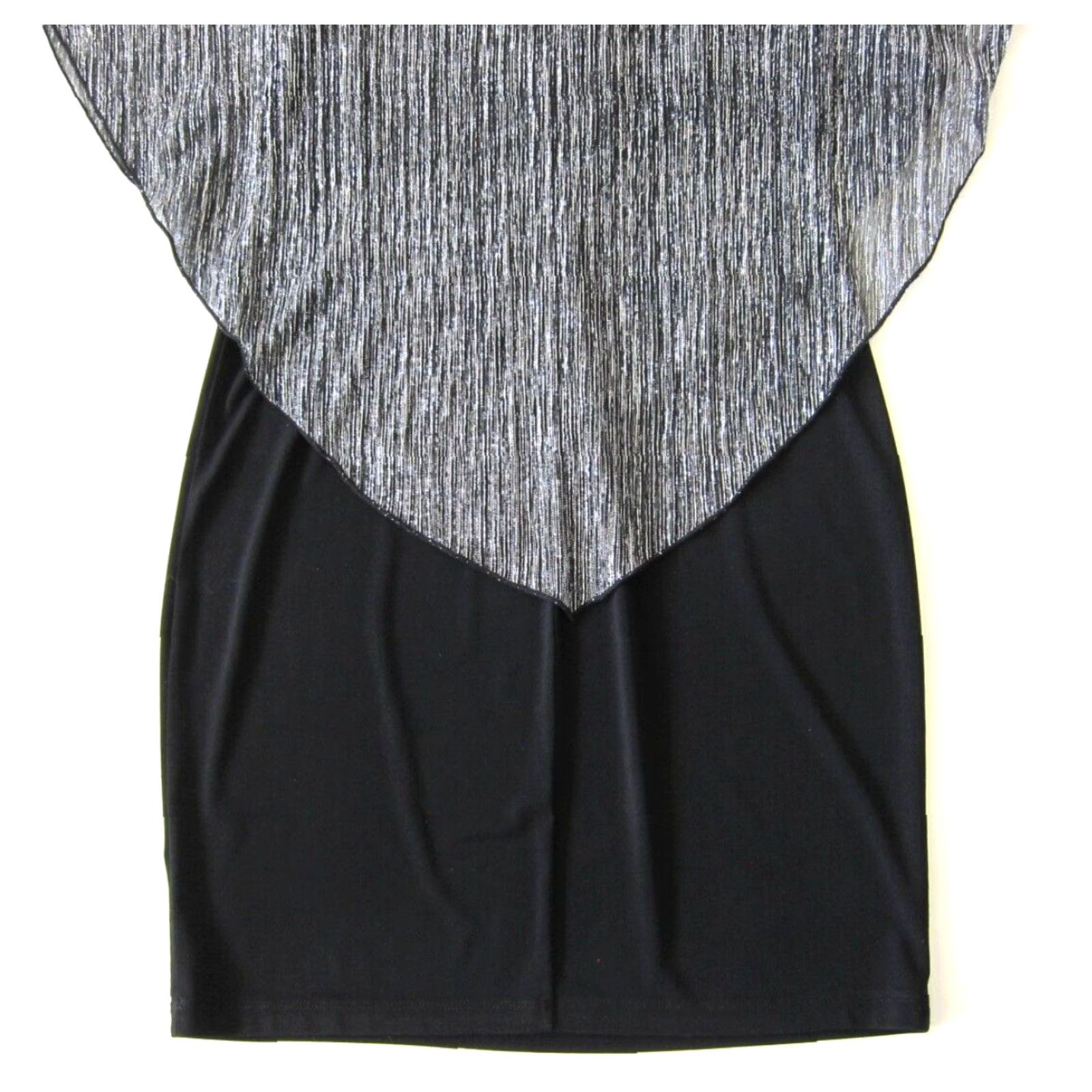 Vintage VINTAGE En Focus Studio Silver Sparkly Black Stretch Tunic Shift Pencil Dress Women 4 Size S / US 4 / IT 40 - 5 Thumbnail