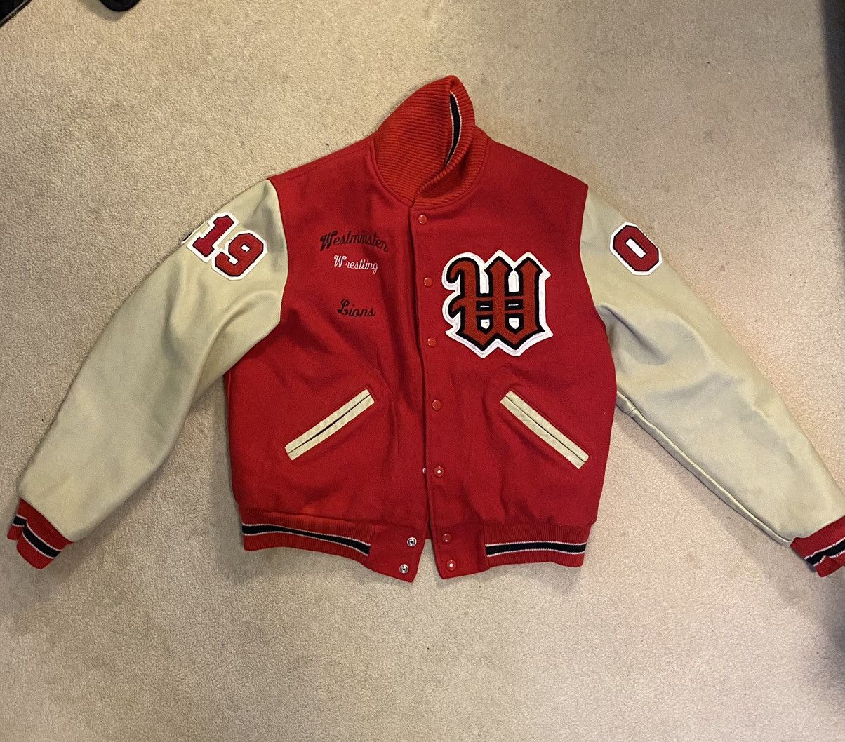 image of Vintage Varsity Jacket in Red, Men's (Size Large)