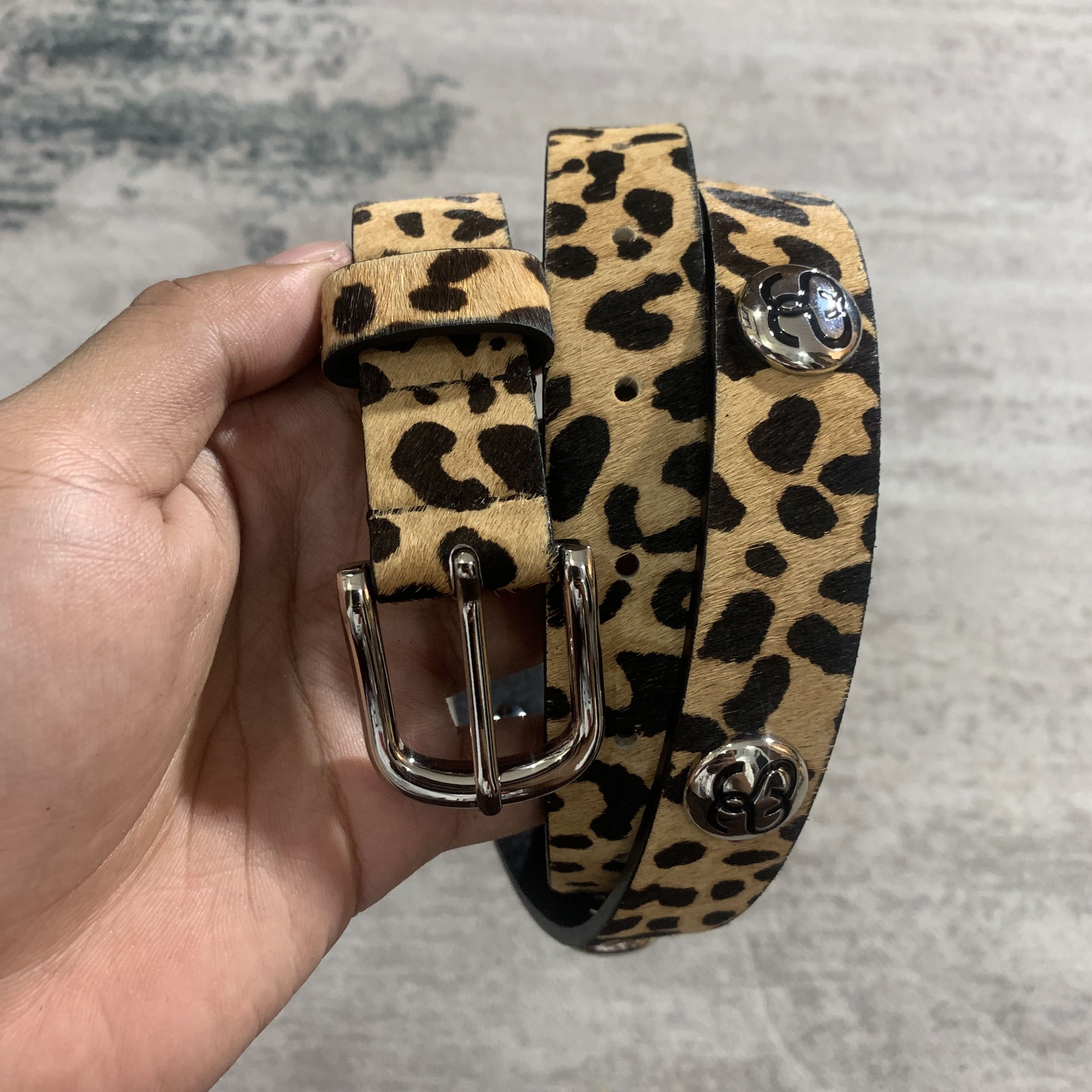 Stussy Stussy SS Link Studded Belt Hairy Cheetah Print | Grailed