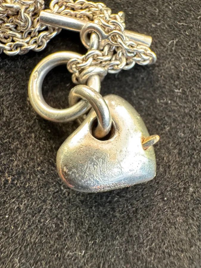 Hermes × Vintage Hermès Silver 925 Broken Heart Pendant Signature Necklace Size ONE SIZE - 13 Thumbnail