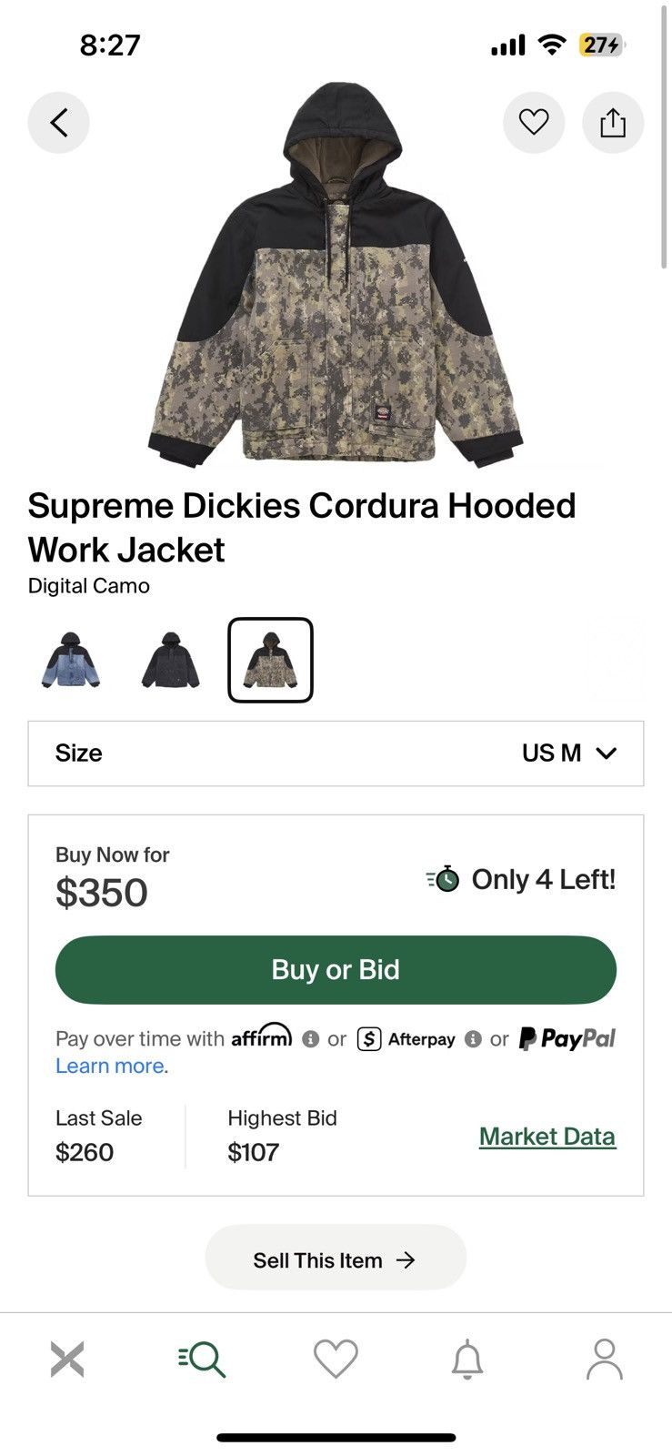 Dickies × Supreme Supreme Dickies Cordura Hooded Work Jacket Size US M / EU 48-50 / 2 - 1 Thumbnail