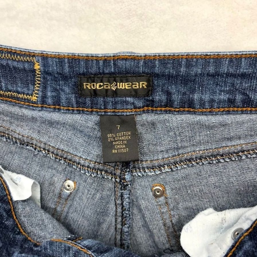 Rocawear VINTAGE Rocawear Jeans Womens Low Rise Embellished Embroidered Pockets Skinny Size 7 Blue 5-Pocket Denim Cotton Spandex Slim 32in Inseam Size 28" / US 6 / IT 42 - 5 Thumbnail