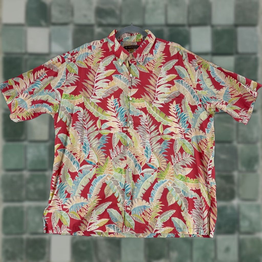 Tori Richard VINTAGE Tori Richard Red Palm Print Button-Up Shirt Mens XL Short Sleeve Cotton Hawaiian Tropical Beach Size US XL / EU 56 / 4 - 1 Thumbnail